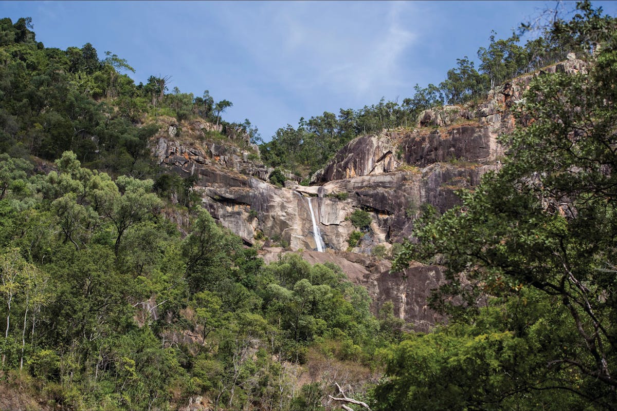Jourama Falls, cliff face and surrounding woodland.