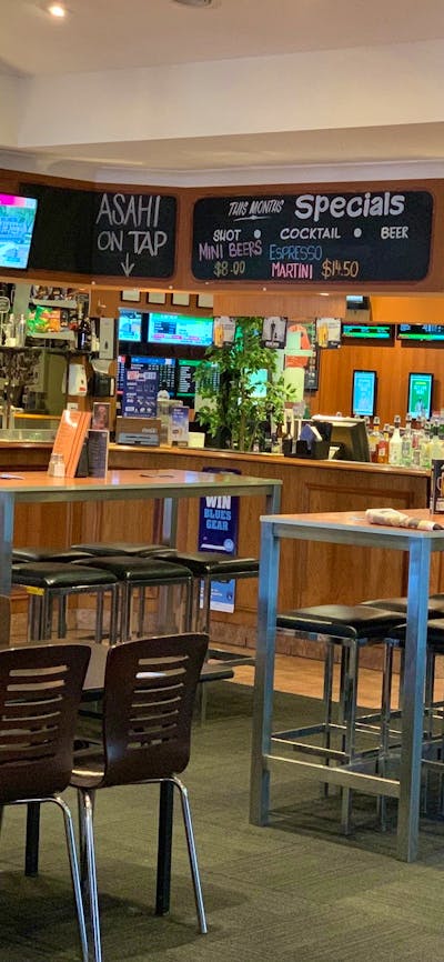 Bar area showing dining tables. No people in photo