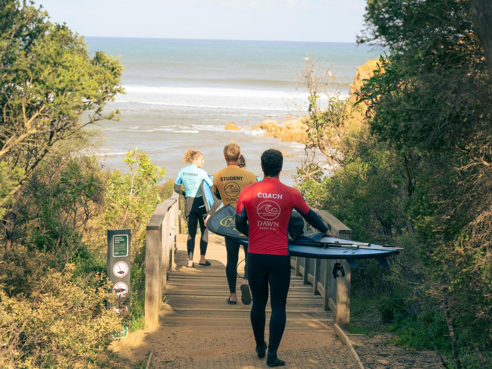 The Class getting excited as we walk down to the beach