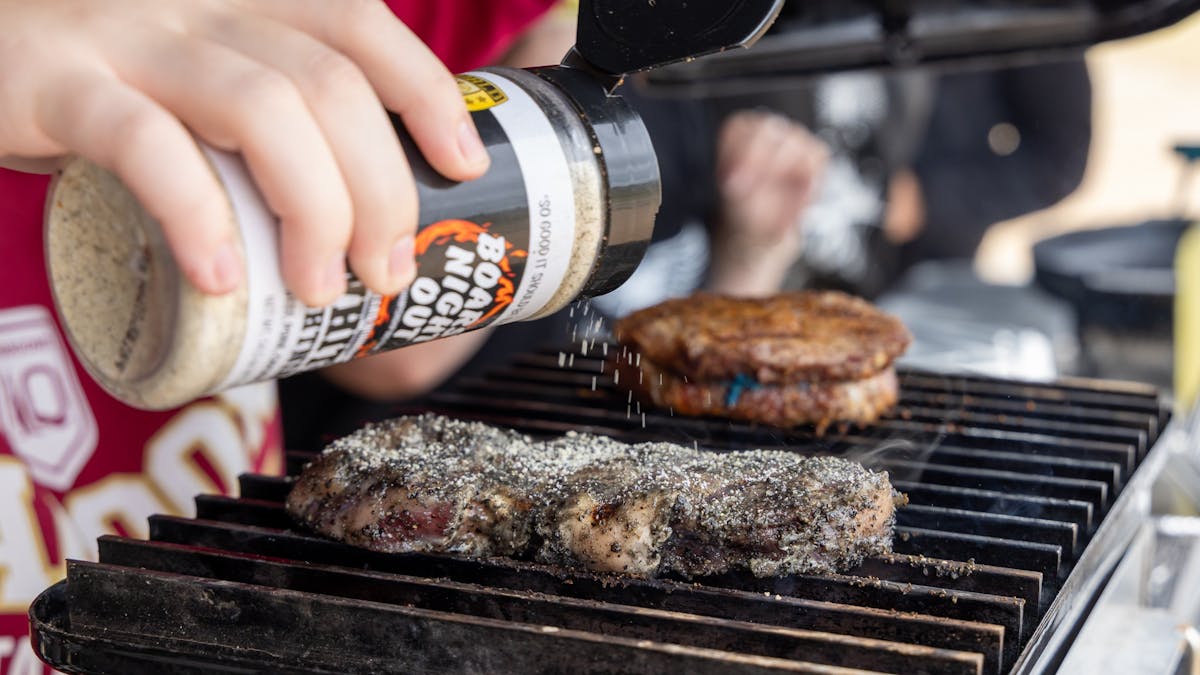 Picture of a steak on a BBQ grill Picture of a steak on a BBQ grill