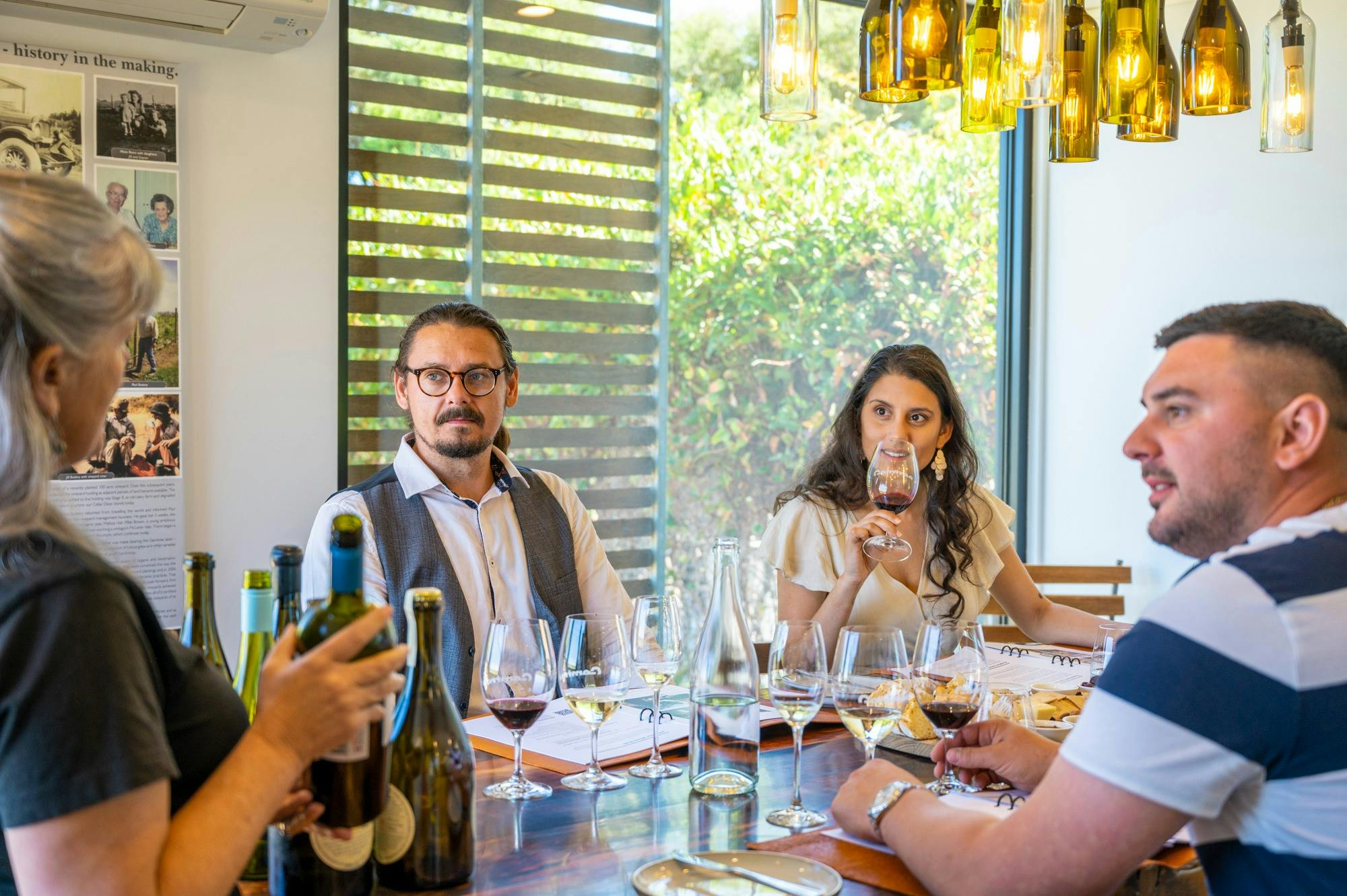 Guests enjoy a biodynamic wine flight during Gemtree's Wine and Wander Tour