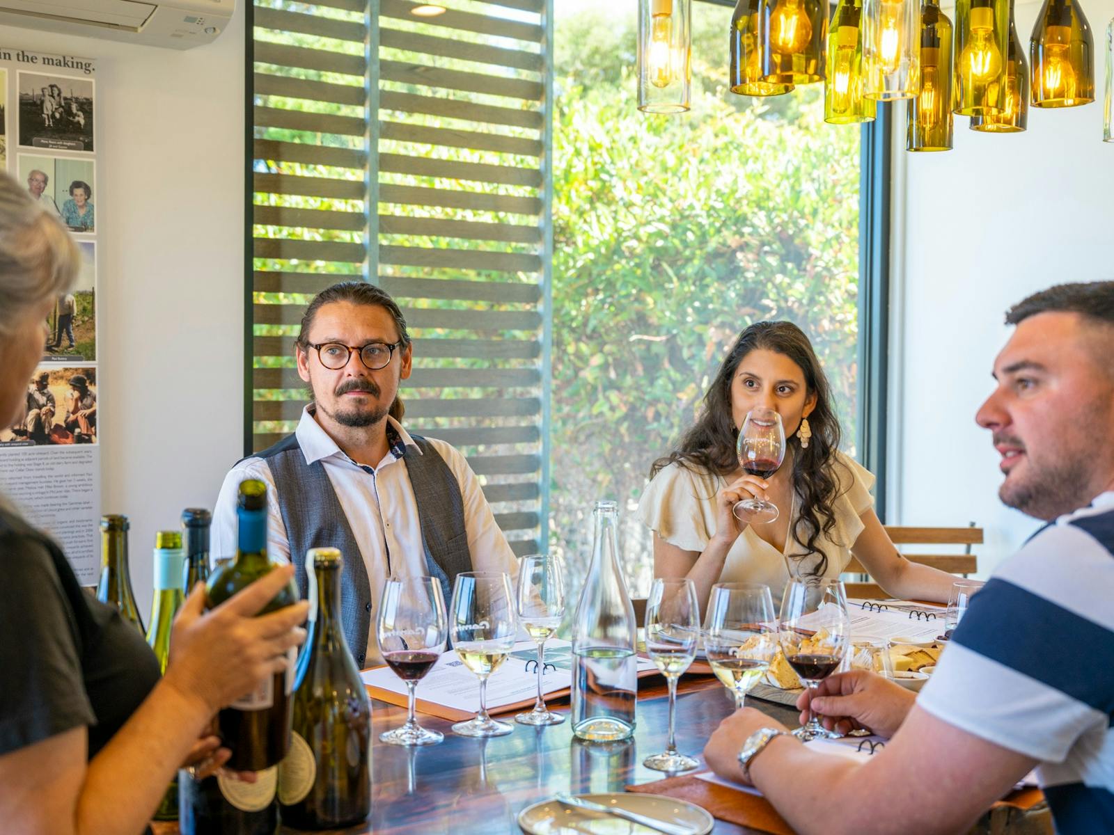 Guests enjoy a biodynamic wine flight during Gemtree's Wine and Wander Tour