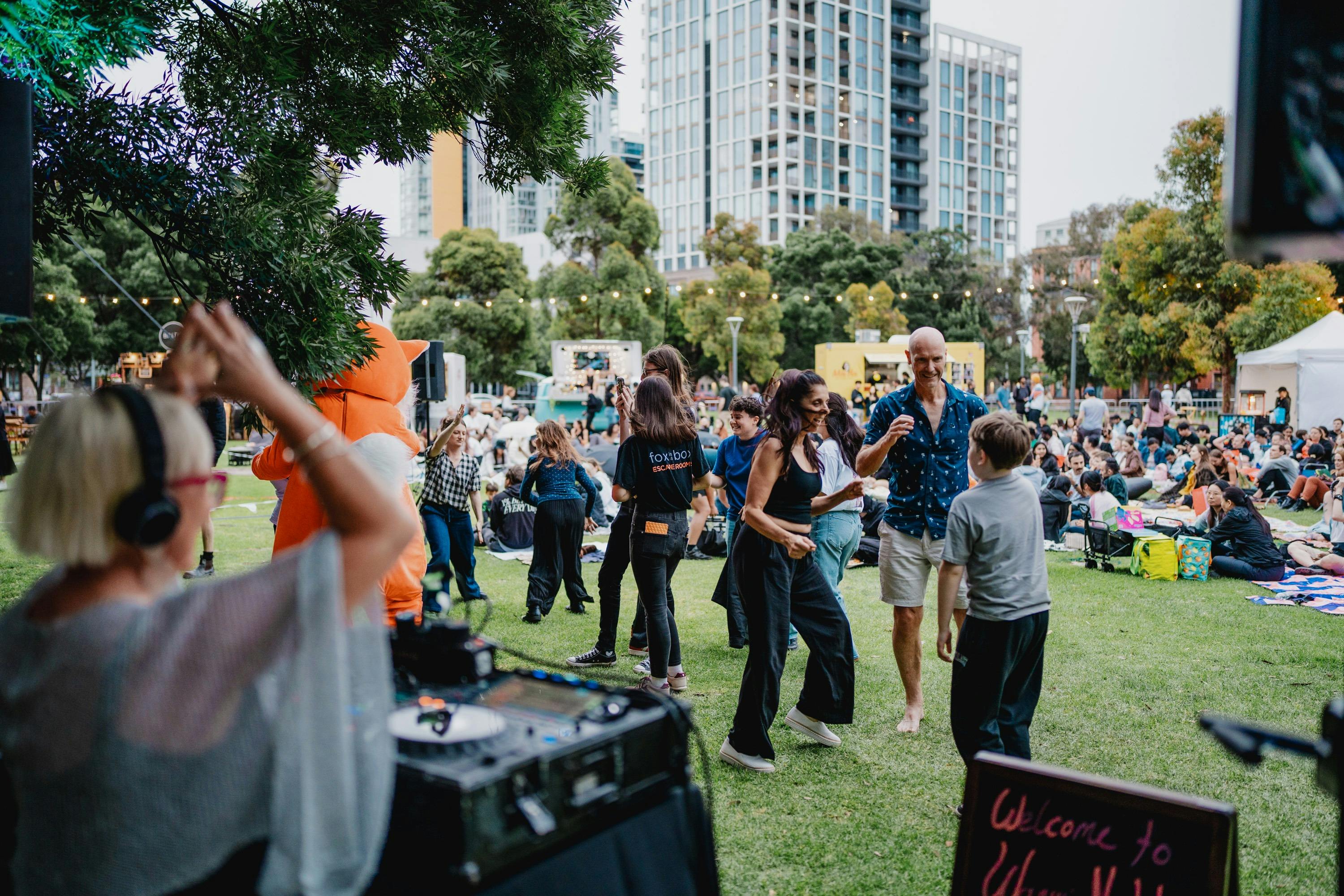 People dancing at outdoor event
