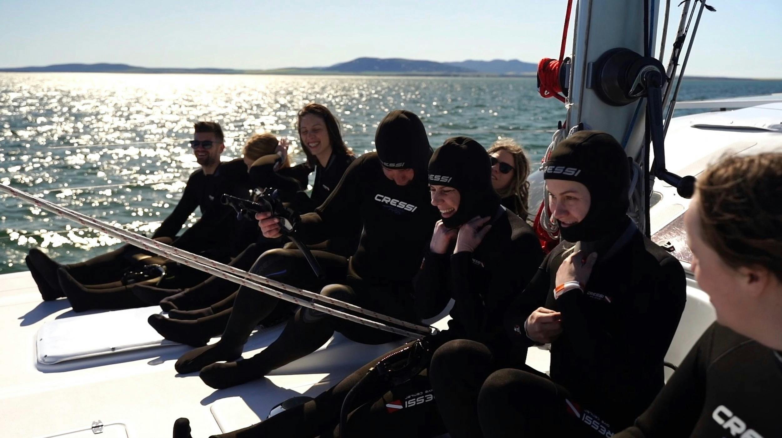 Passengers on Sunset Charters Dolphin Swim Tour in Coffin Bay Eyre Peninsula