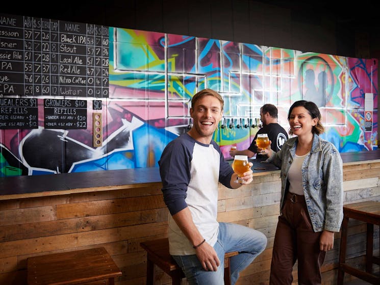 Couple at Bar mural on wall