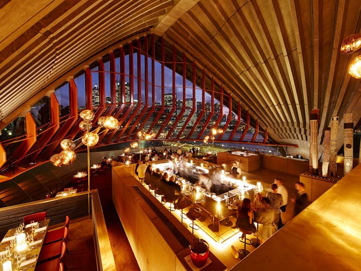 Cured and Cultured counter on the central level of Bennelong overlooking The Restaurant