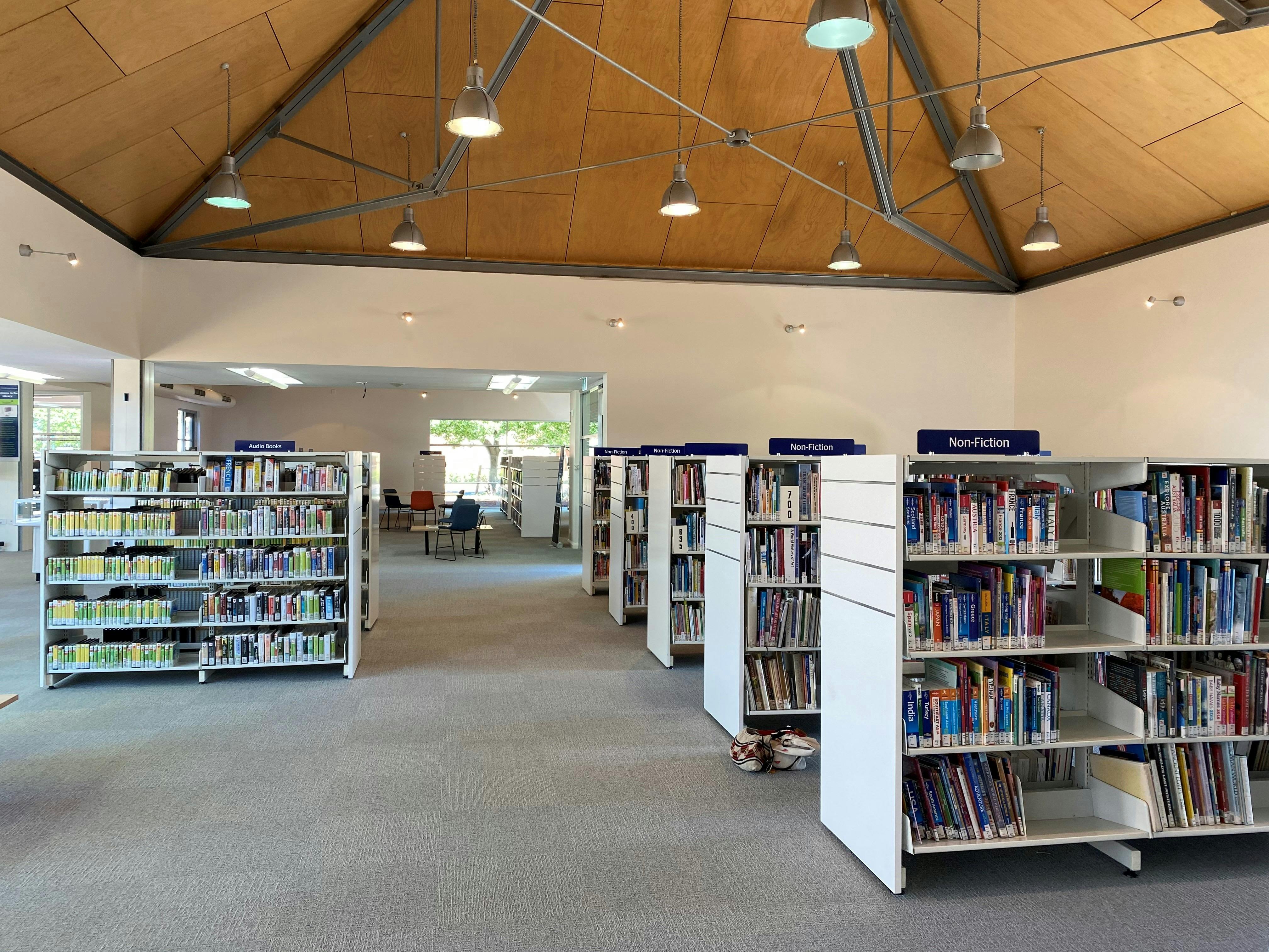 Books on bookshelves