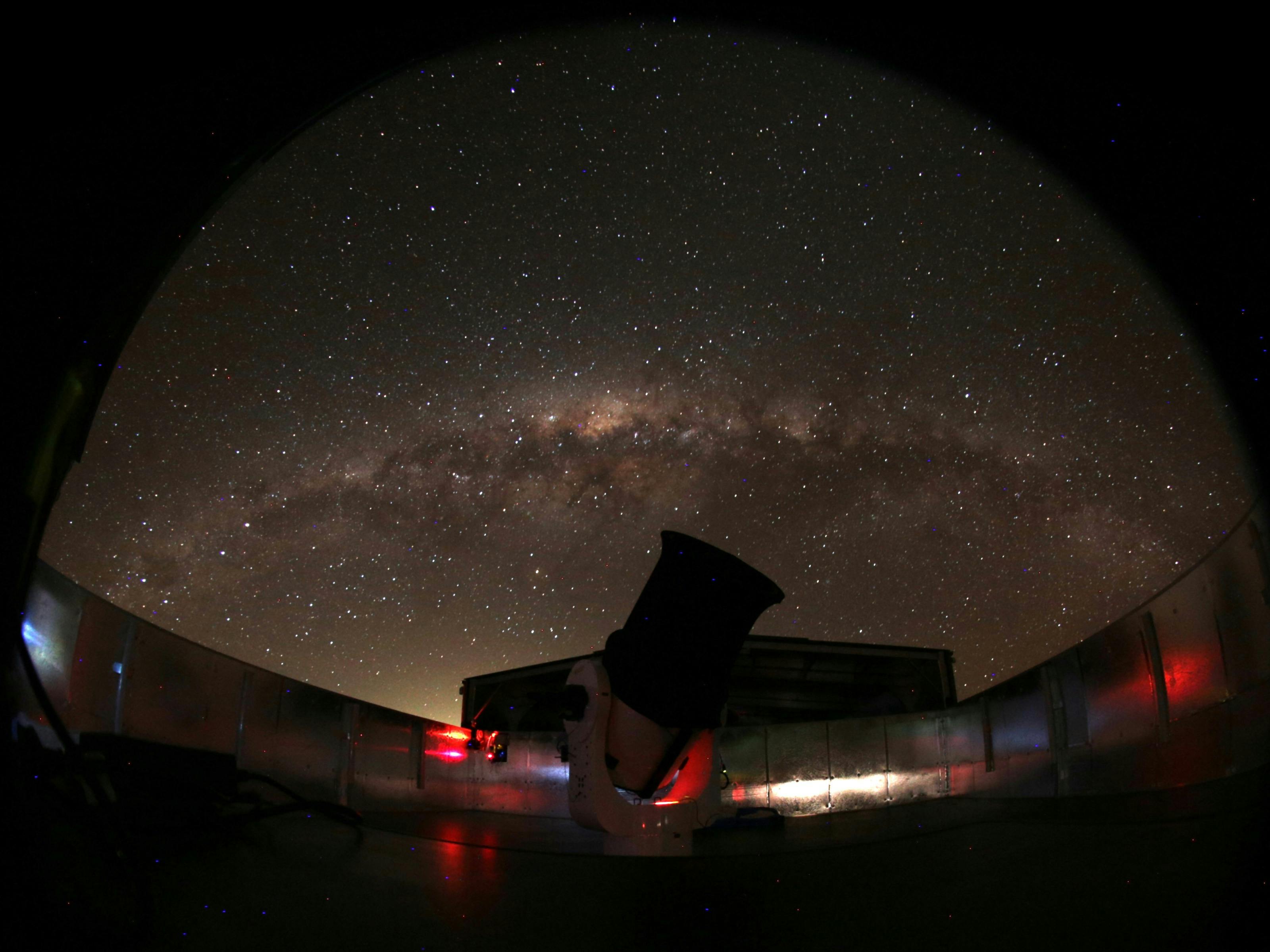 Looking out from the Swan Reach Observatory at the Milky Way arching across the night sky.