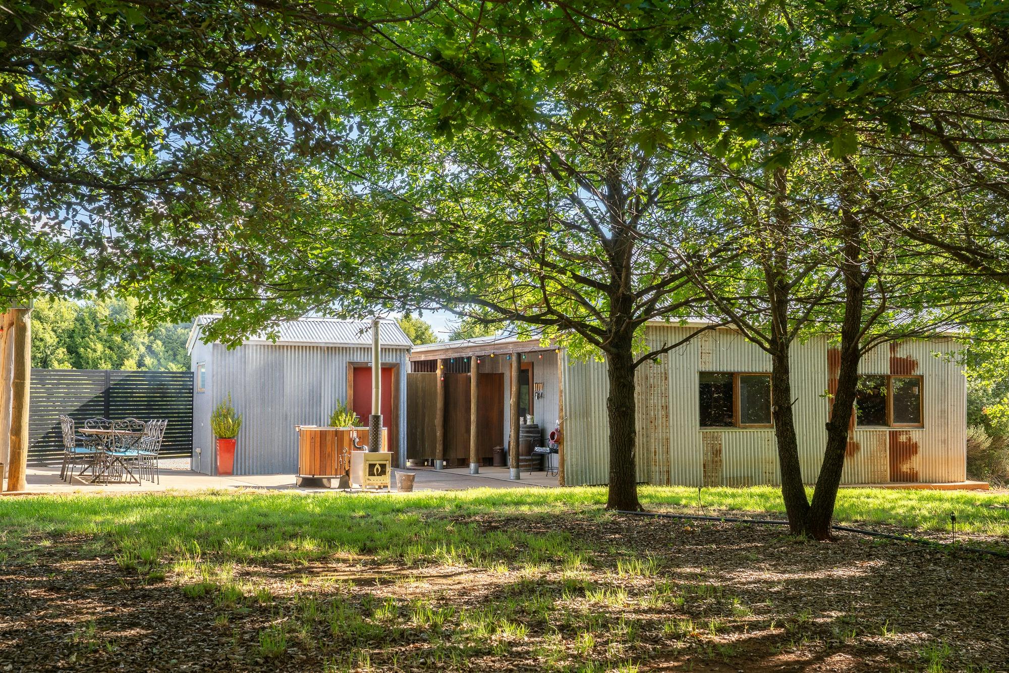 View from the truffle trees and the hot tub