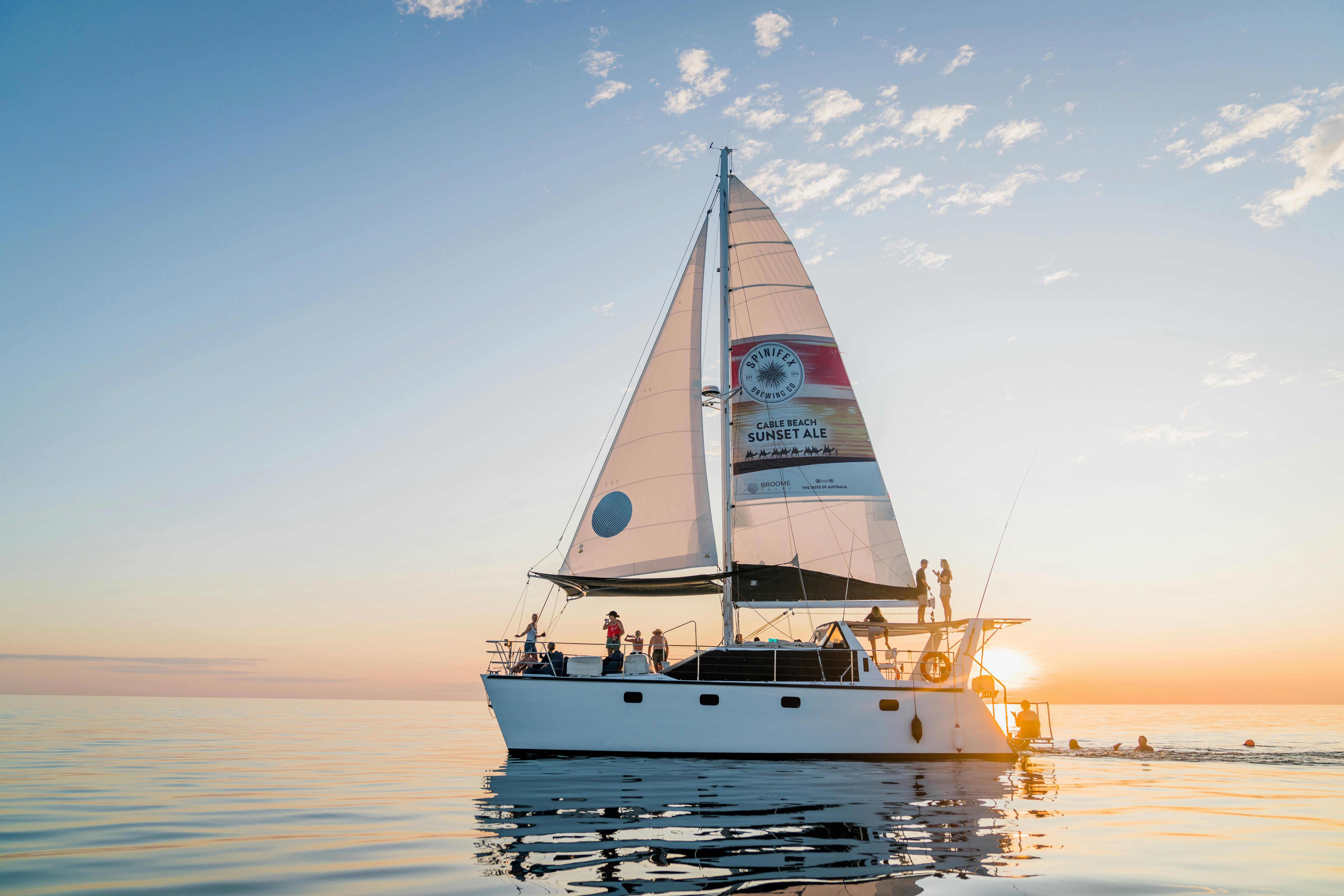 Ballena gliding through the water on a wondrous Broome sunset