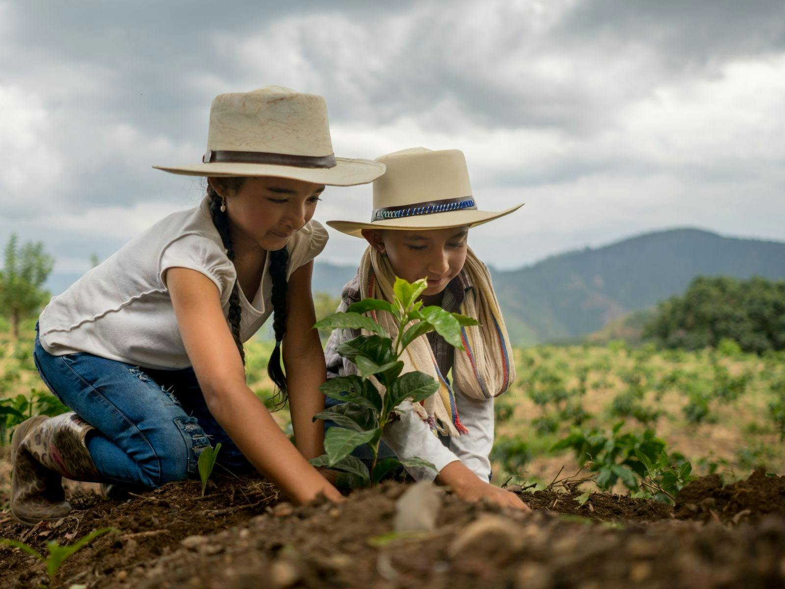 farm kids planting
