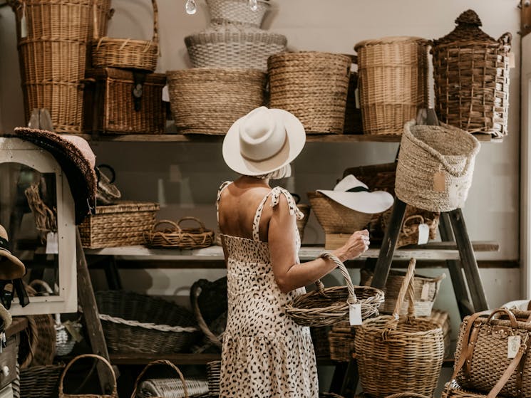 Lady shopping for baskets
