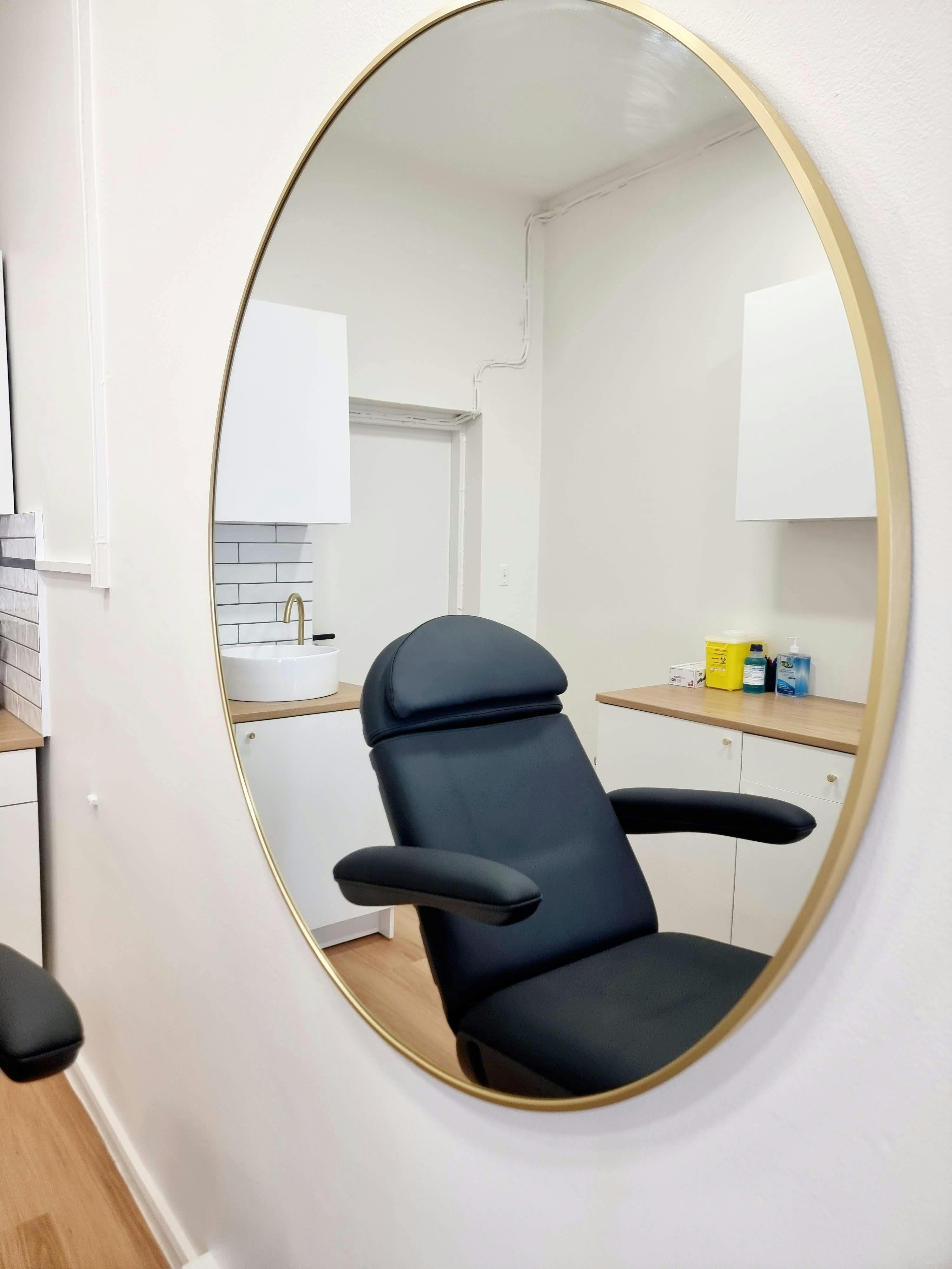 Private treatment room with treatment bed