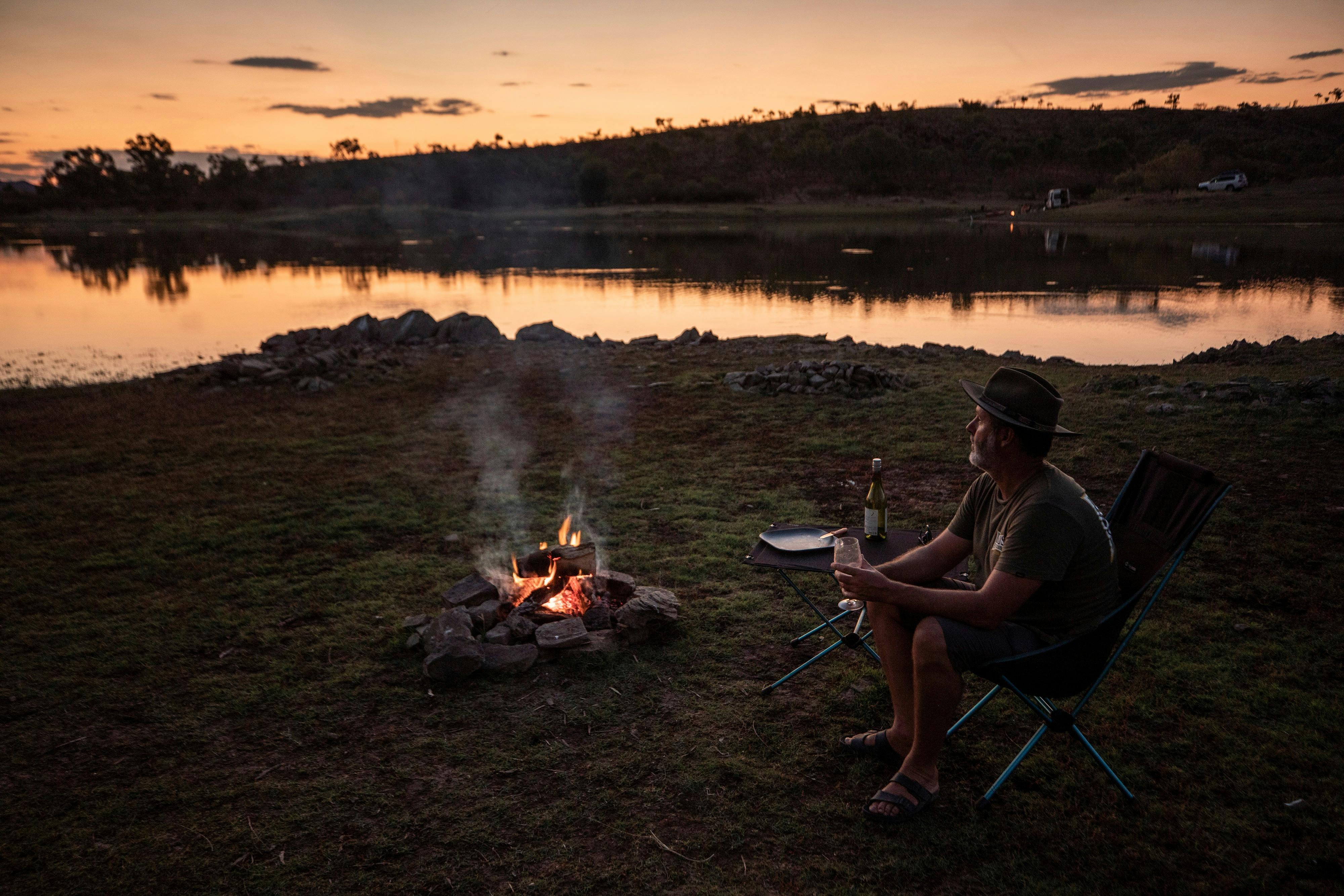 Sunset camping Clem Walton Park Cloncurry