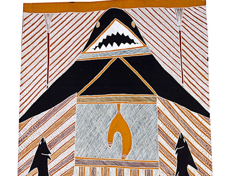 Bunbatjiwuy Dhamarrandji, Bul’manydji at Gurala, bark painting, ANMM Collection.