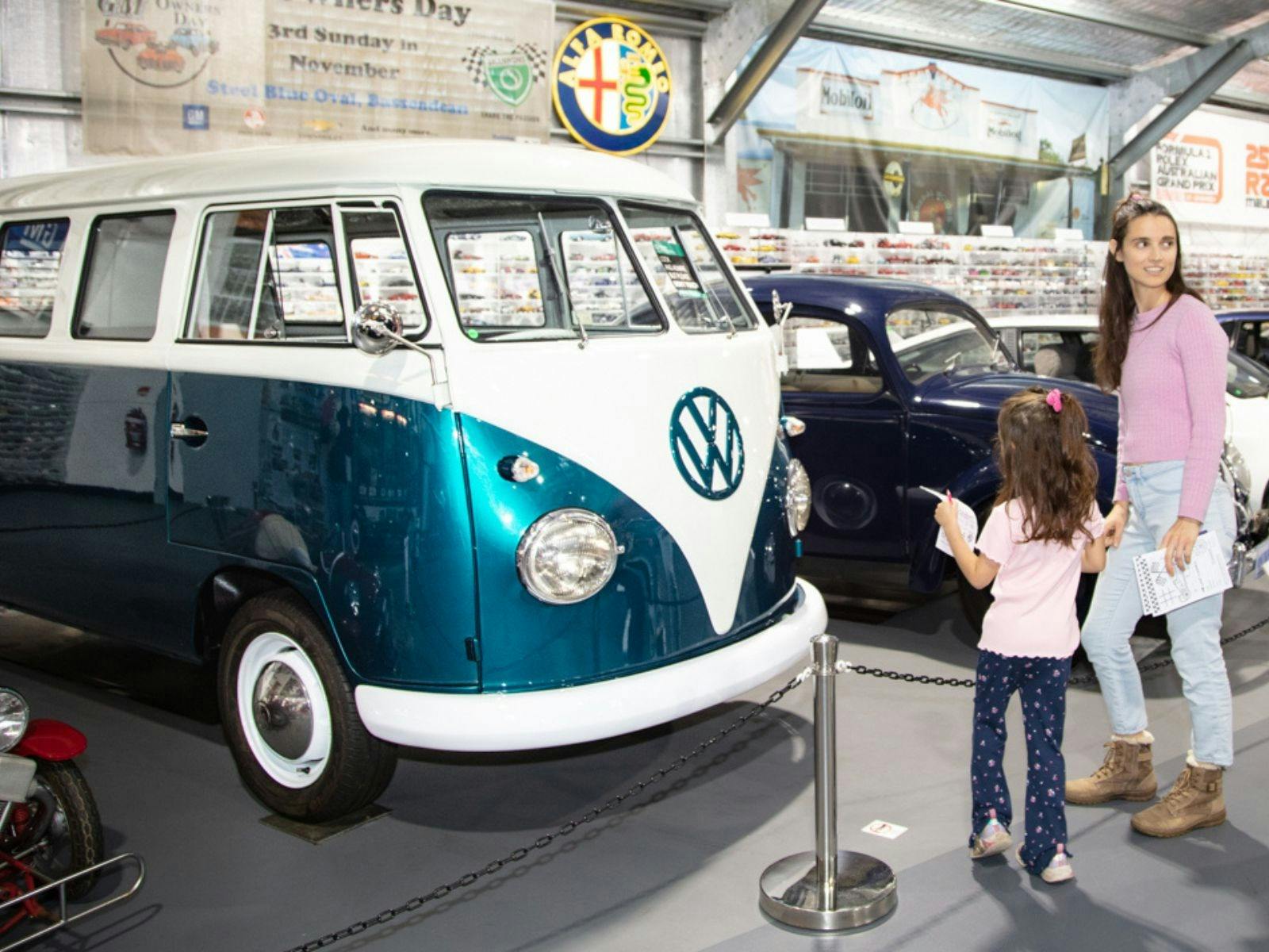 Mum and Daughter in front of a VW van