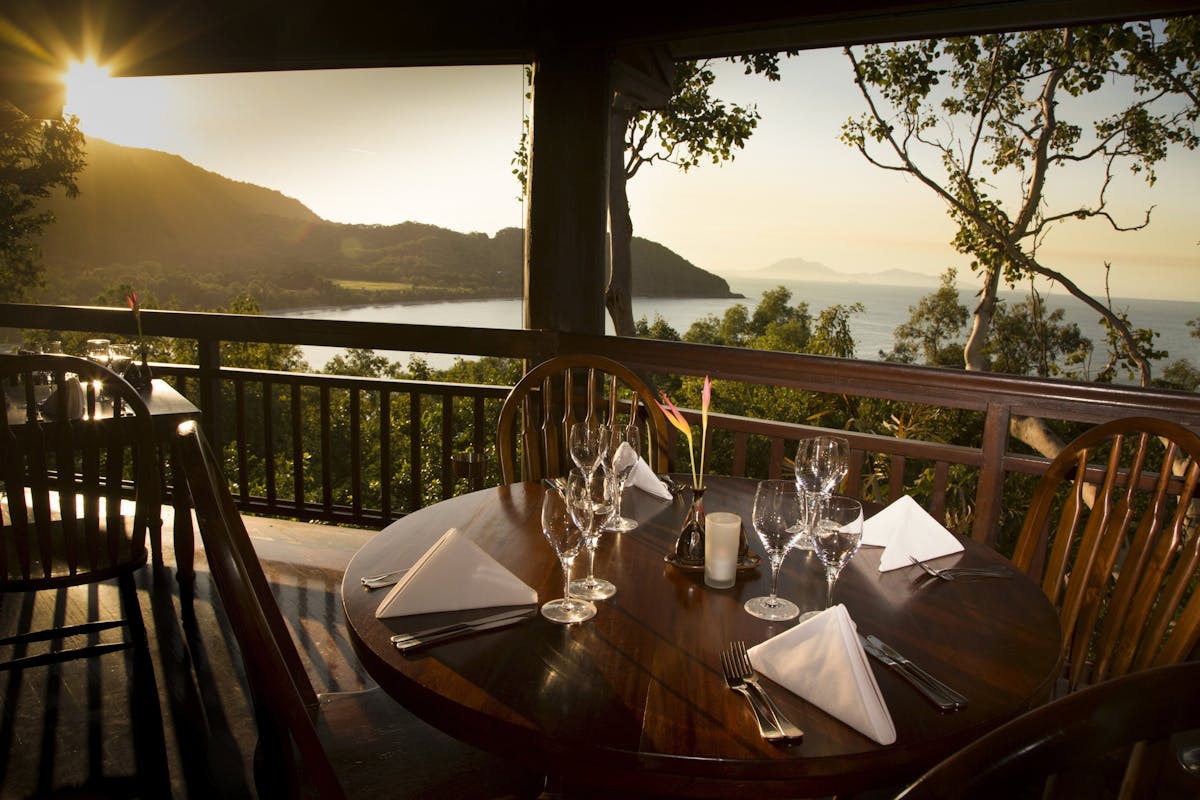 Osprey's Restaurant at dusk looking north along the coastline