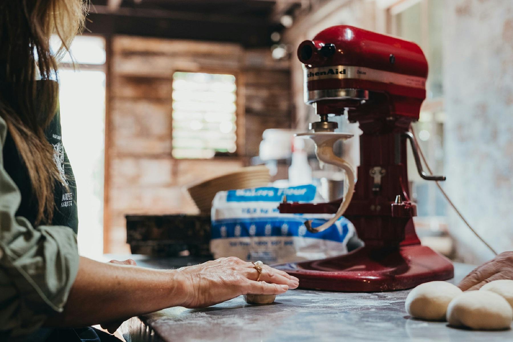 shaping dough at the Sourdough Class with Stephen Arnott