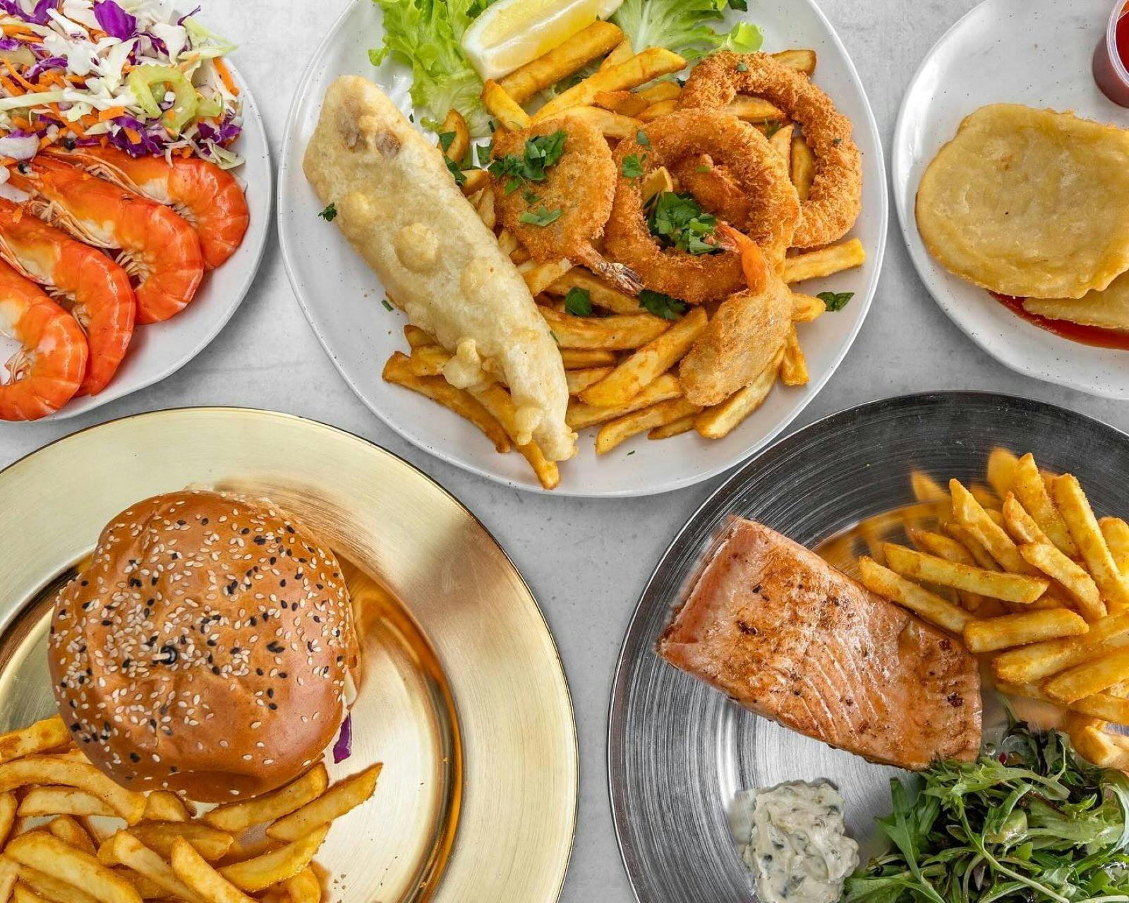 Blue Fin & Marina Fish n Chips, overlooking the sparkling waters at the Marina