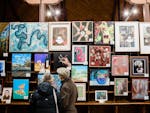 Couple looking at the artworks