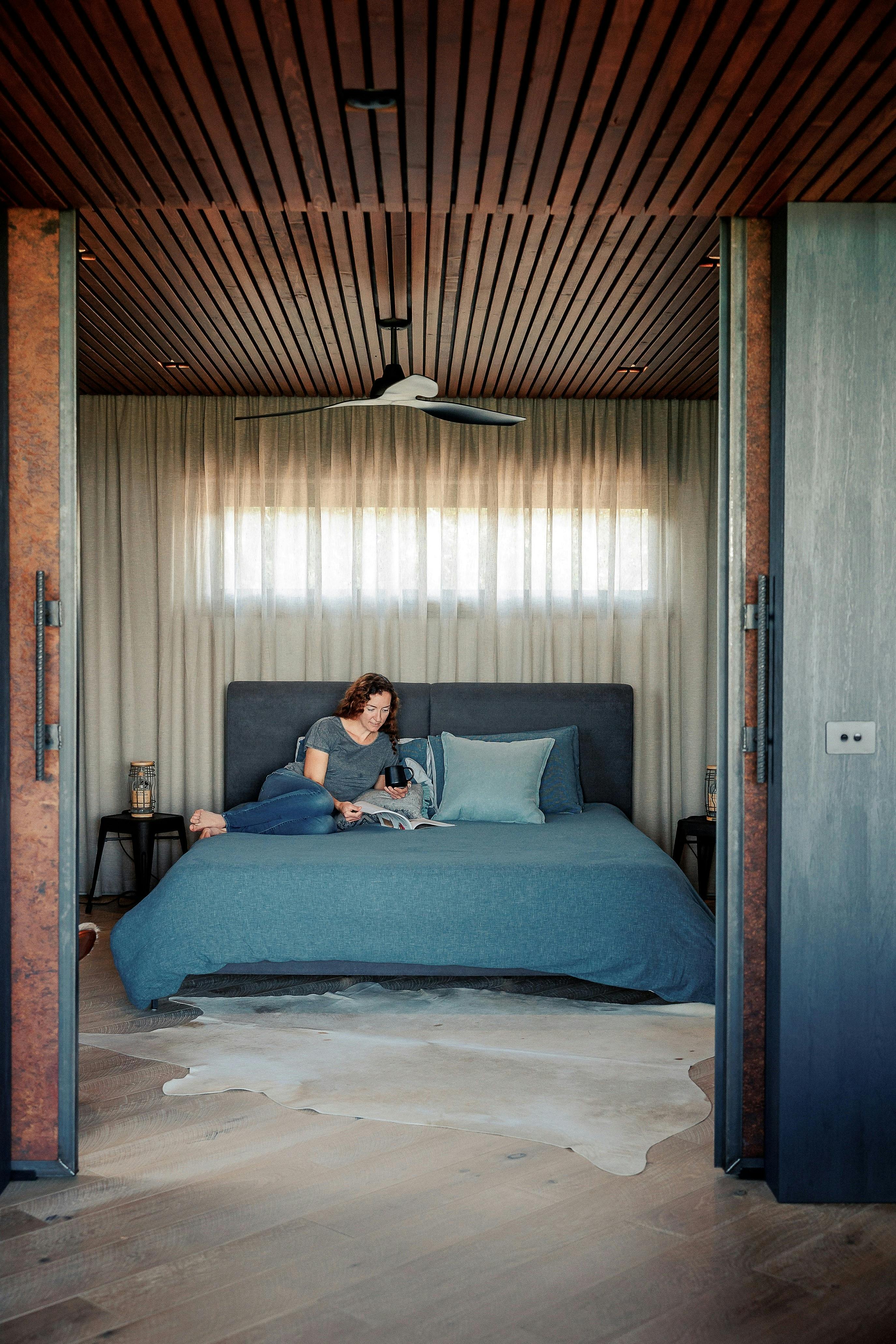 Relaxing in one of the beautifully appointed bedrooms at BullerRoo