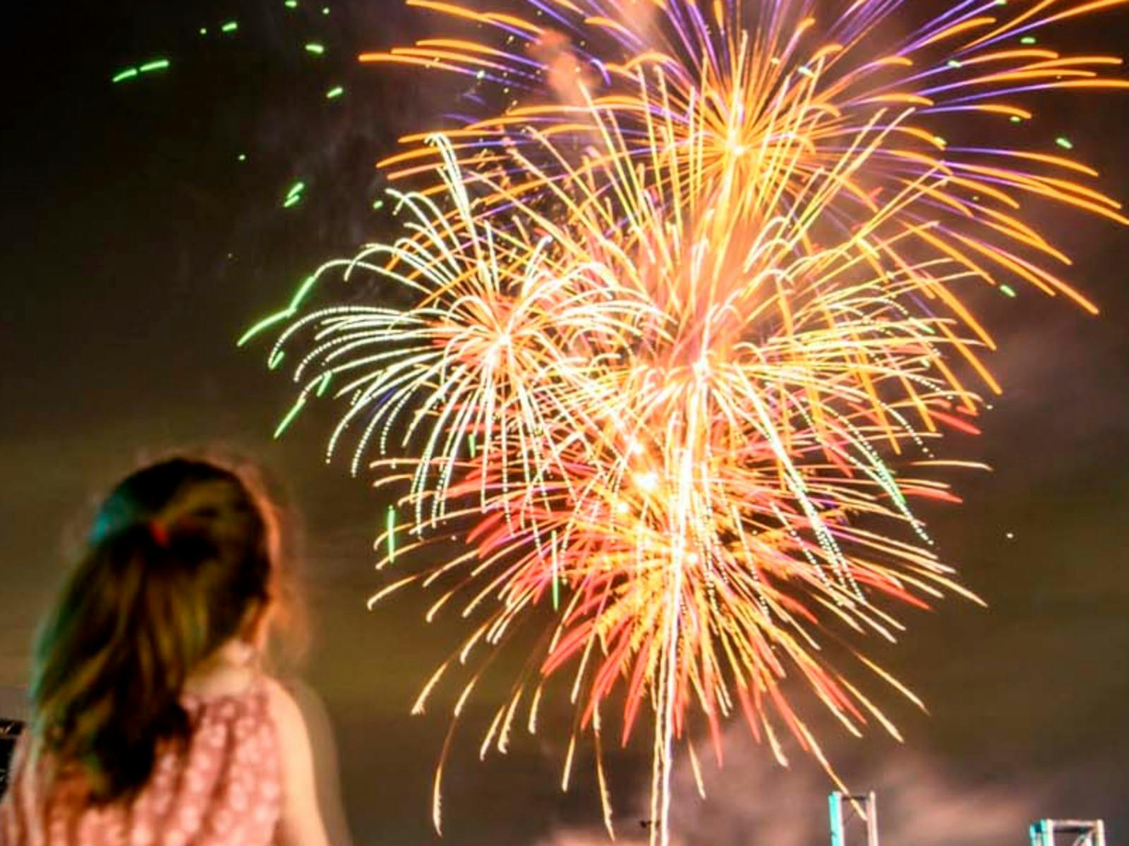 child watching fireworks