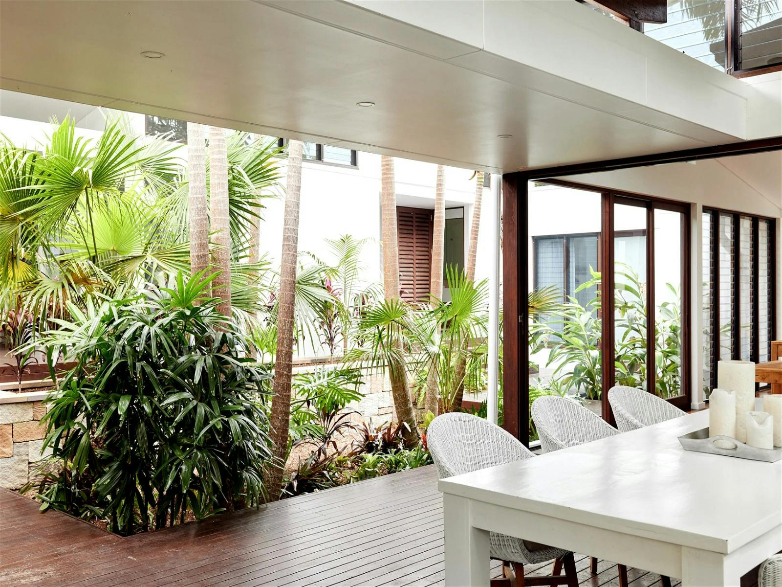 Outdoor dining spaces and BBQ area