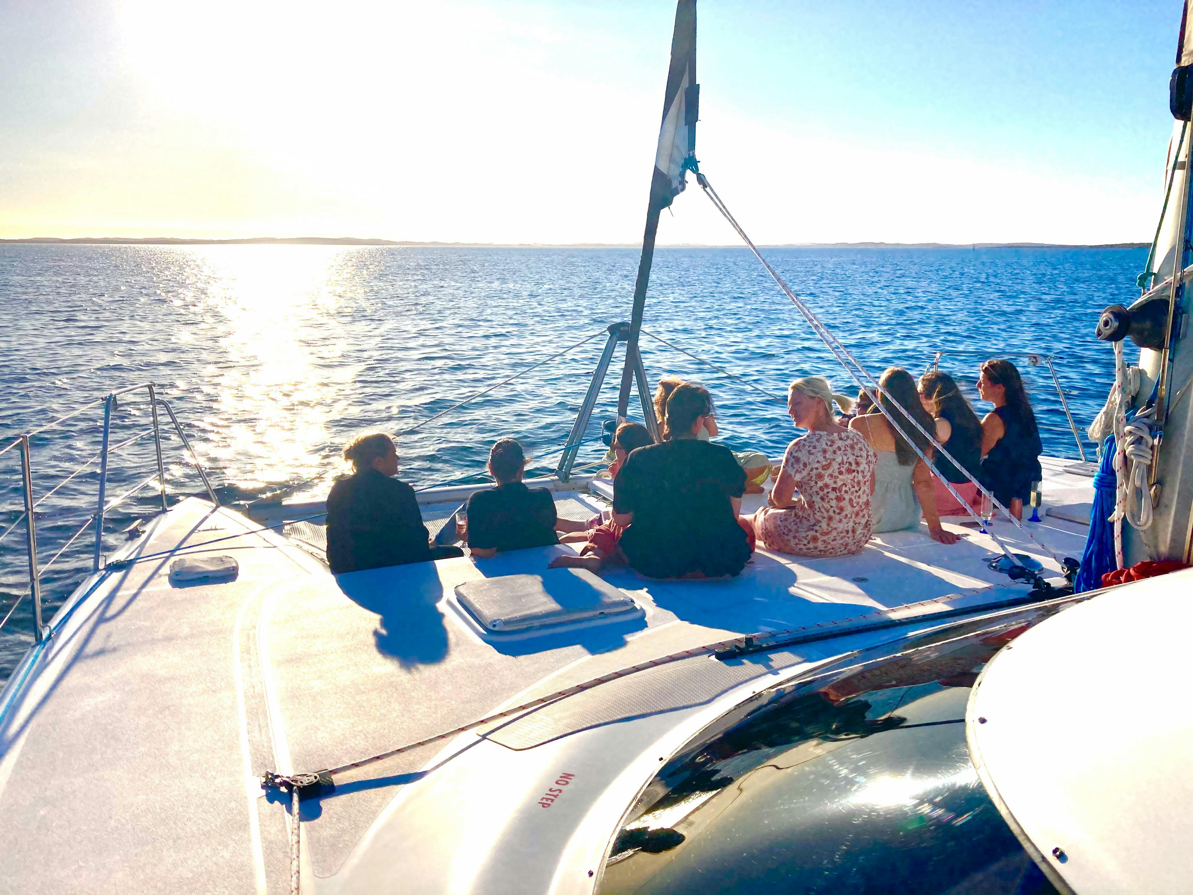 People enjoying a sunset yacht cruise on a luxury catamaran in Coffin Bay South Australia