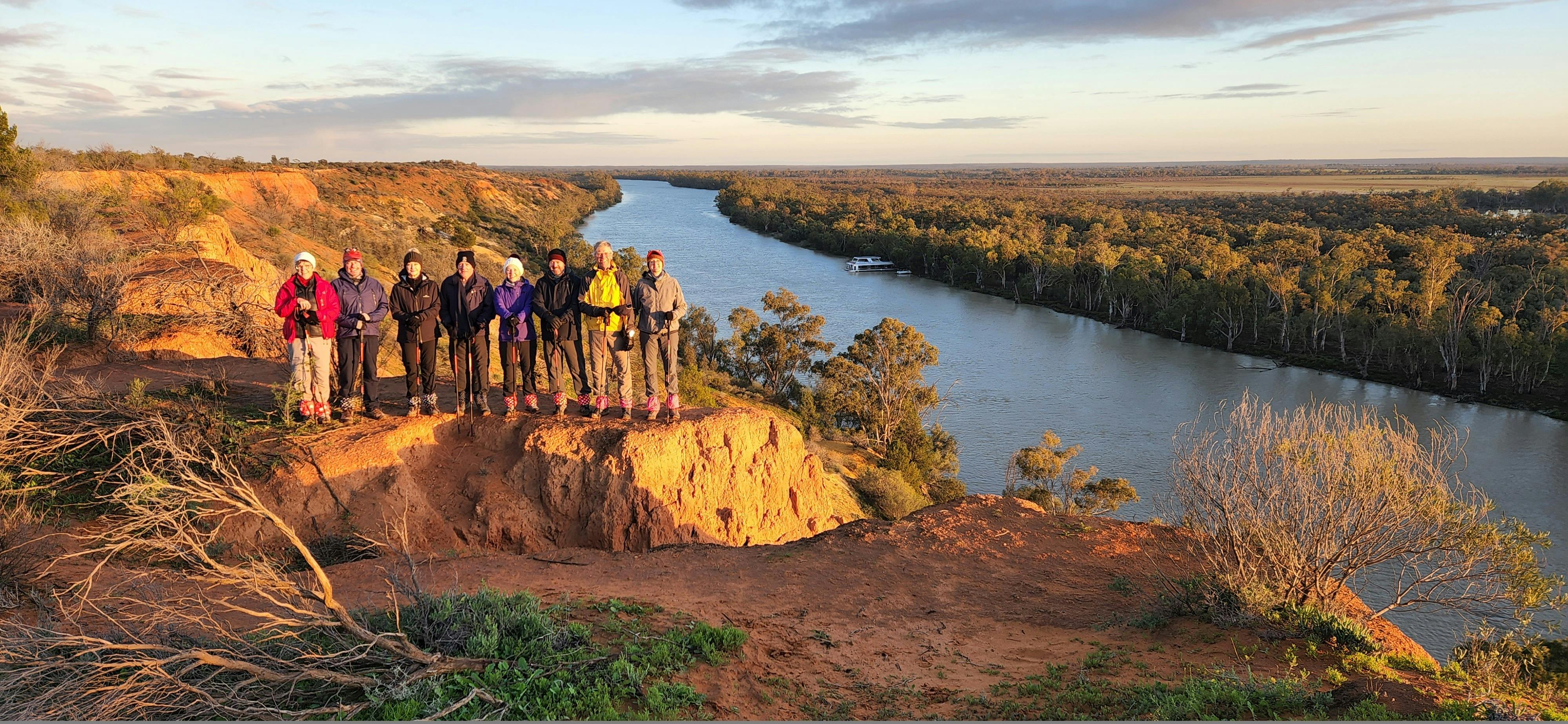 Guests on cliff top overlooking the Murray River