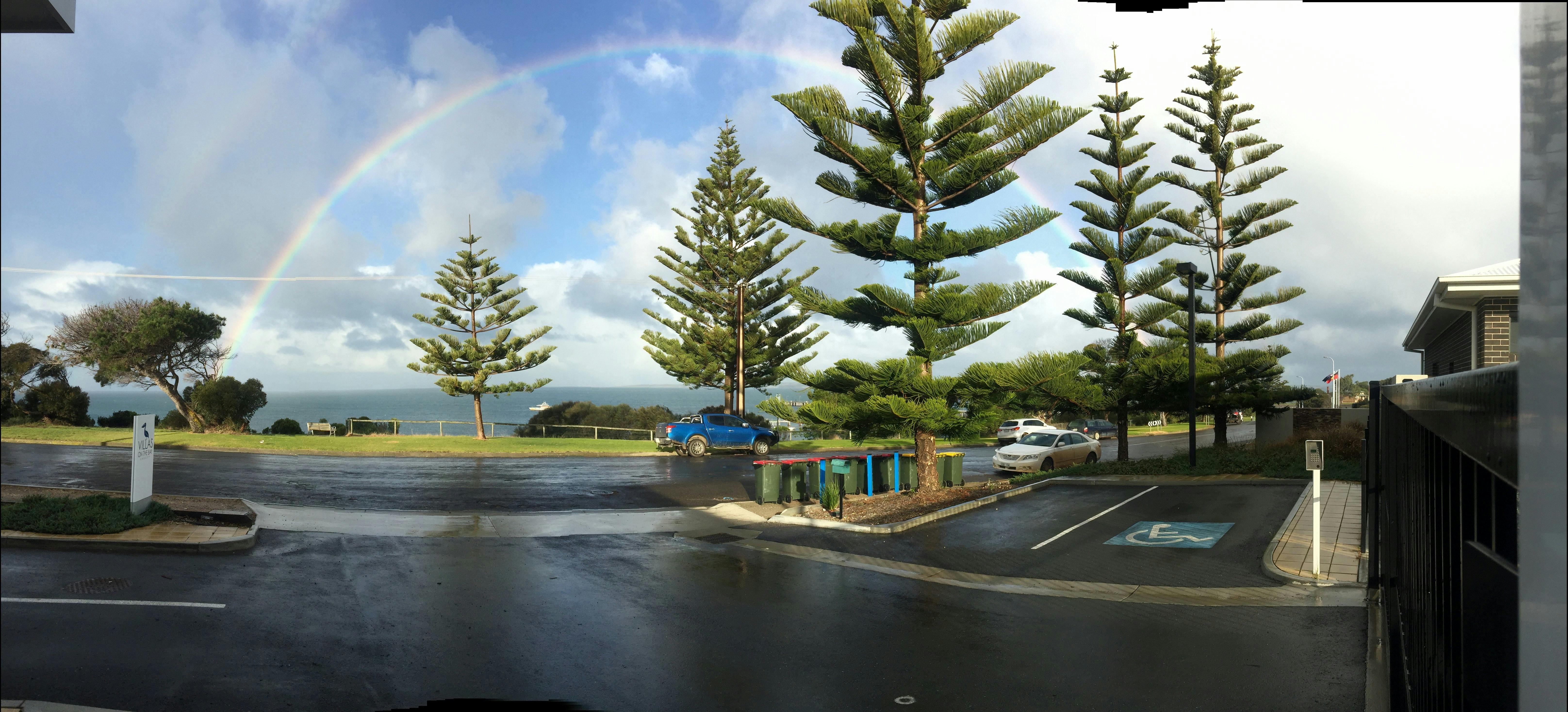 Rainbows over the sea from front gate