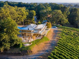 Drone shot of our beautiful cellar door and restaurant taken during vintage 2019