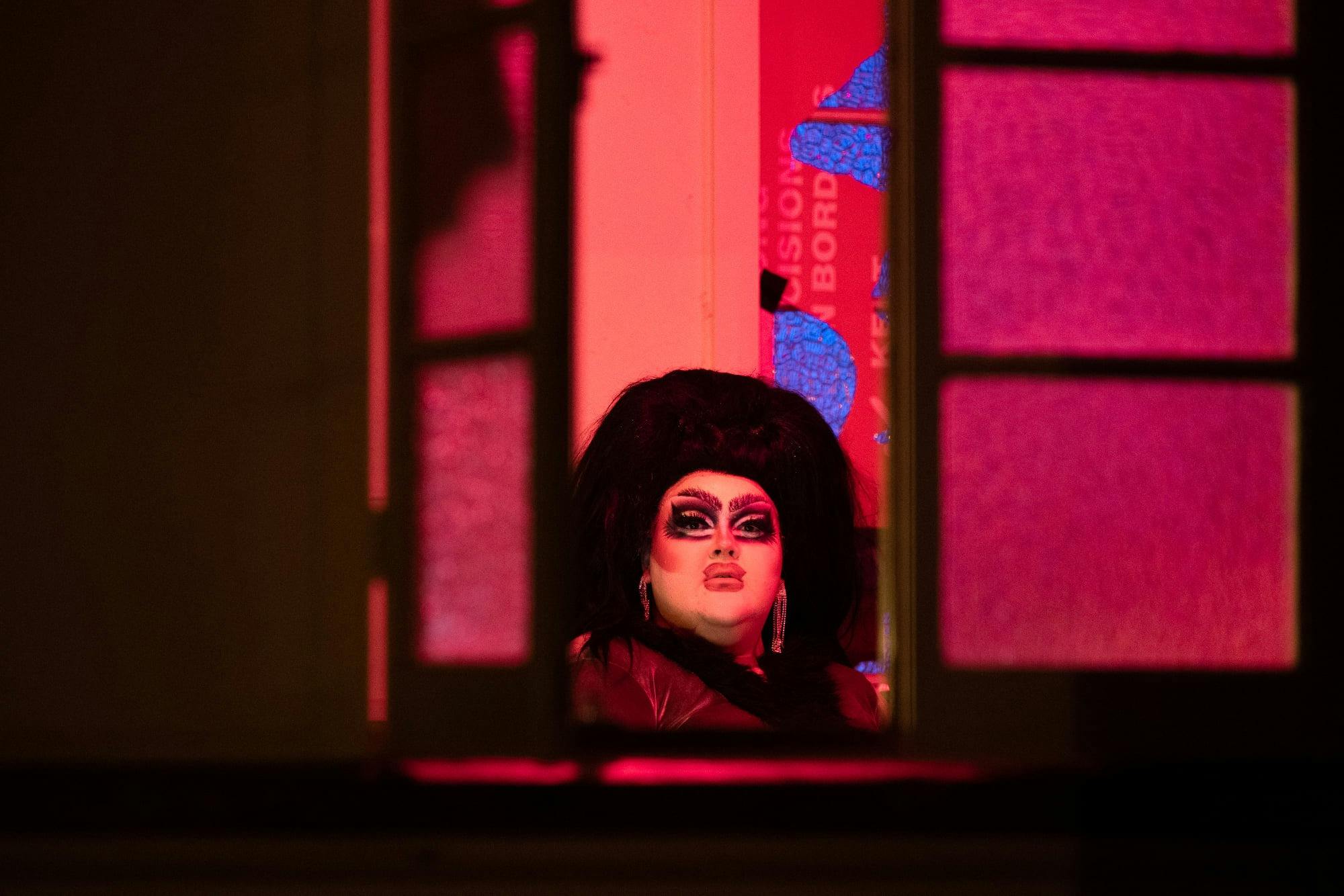 A performer prepares