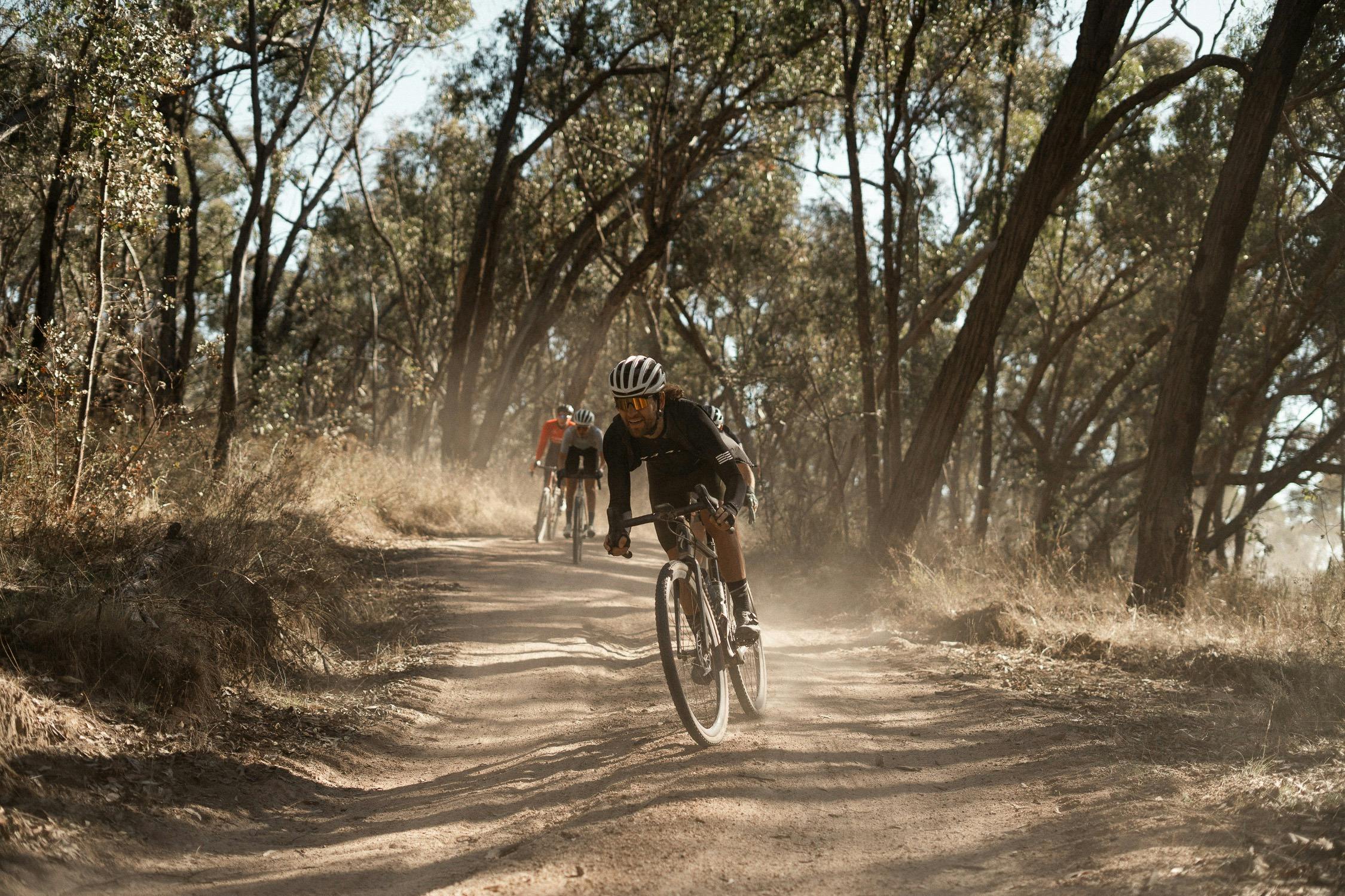 gravel cyclist descending