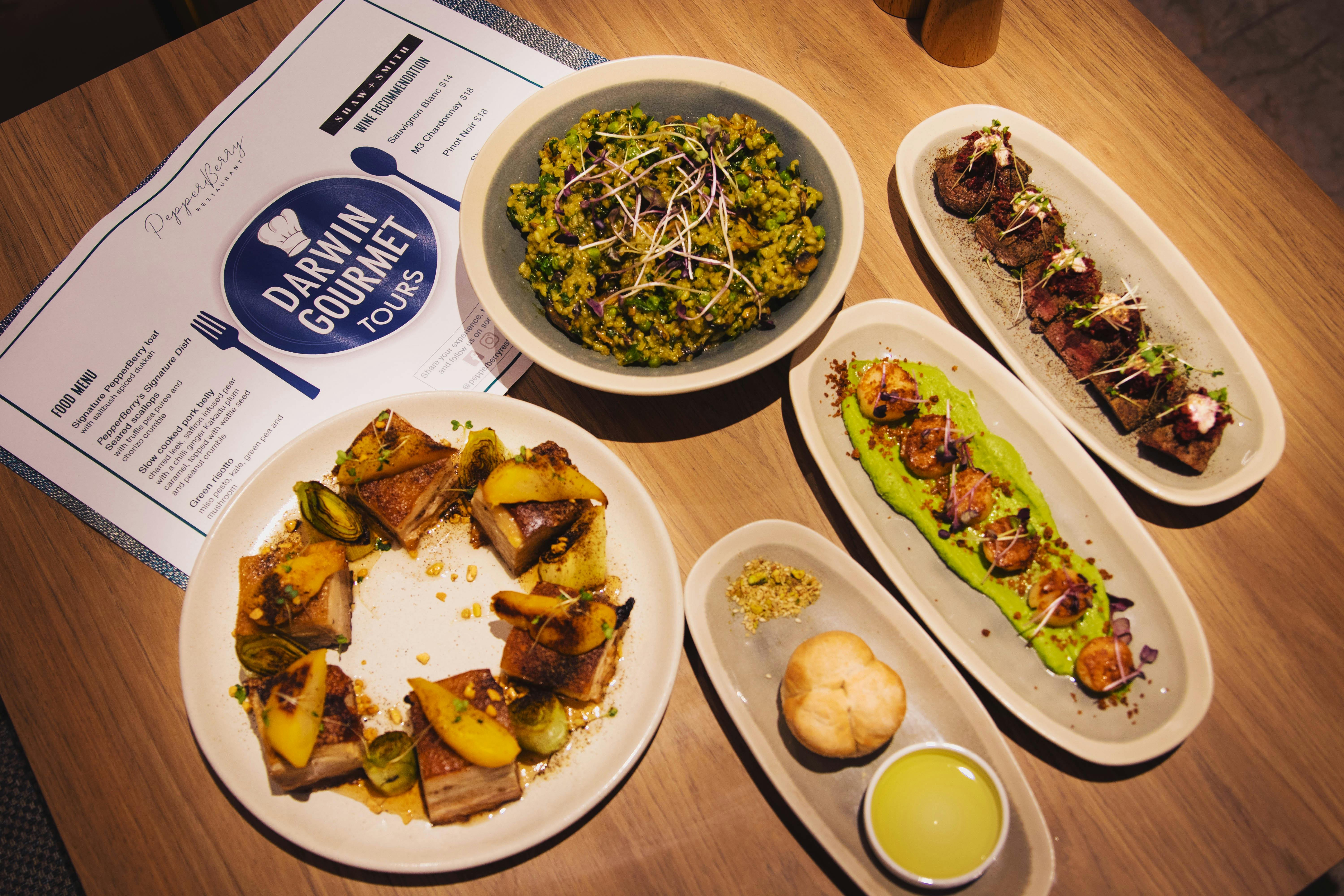 a selection of gourmet food