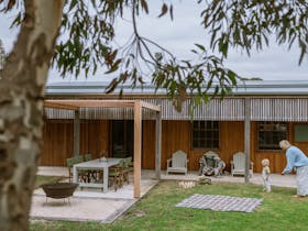 Fully fenced backyard, dog friendly, fire pit, outdoor dining area, patio, picnic essentials