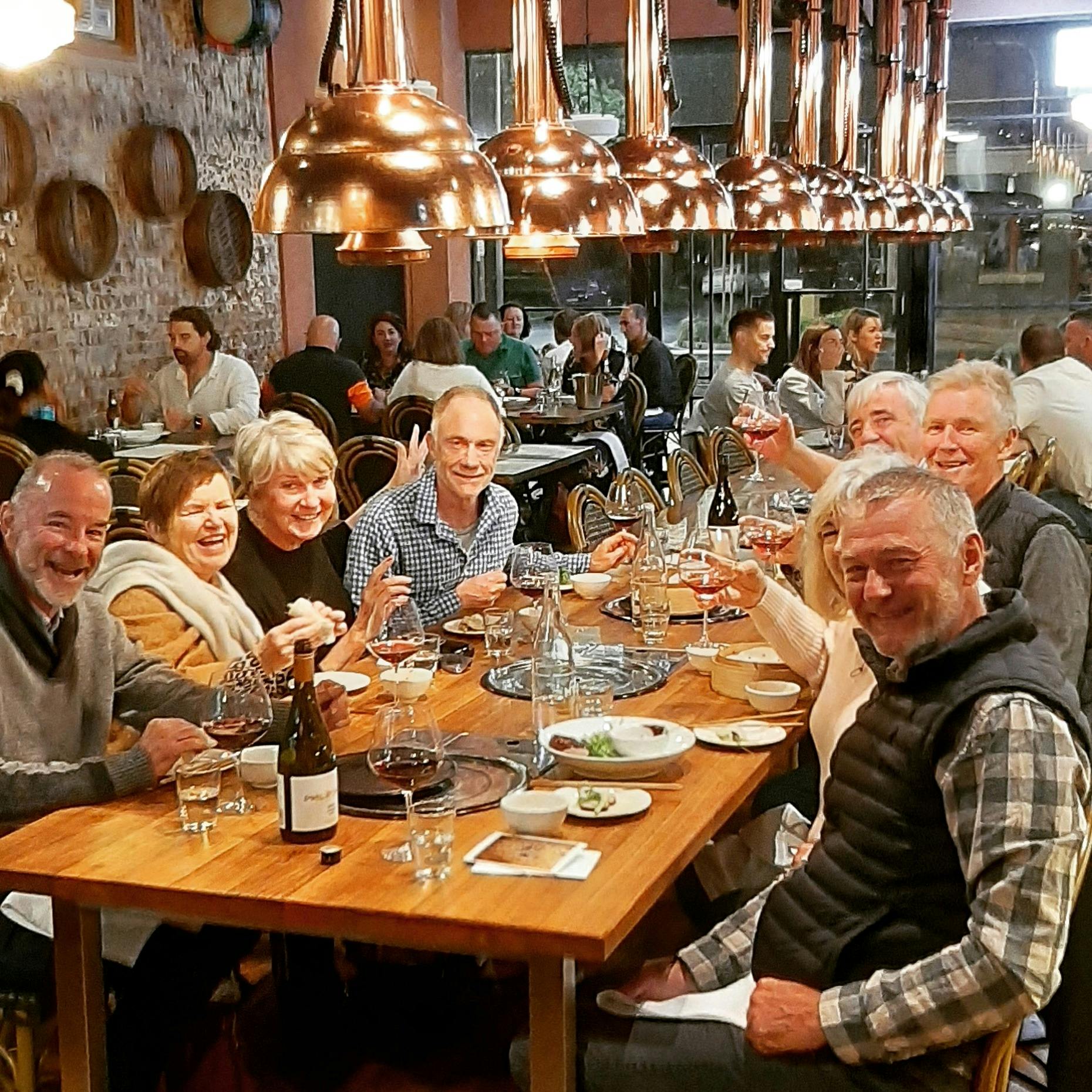 At the end of an active days cycling  an enjoyable dinner is greatly enjoyed