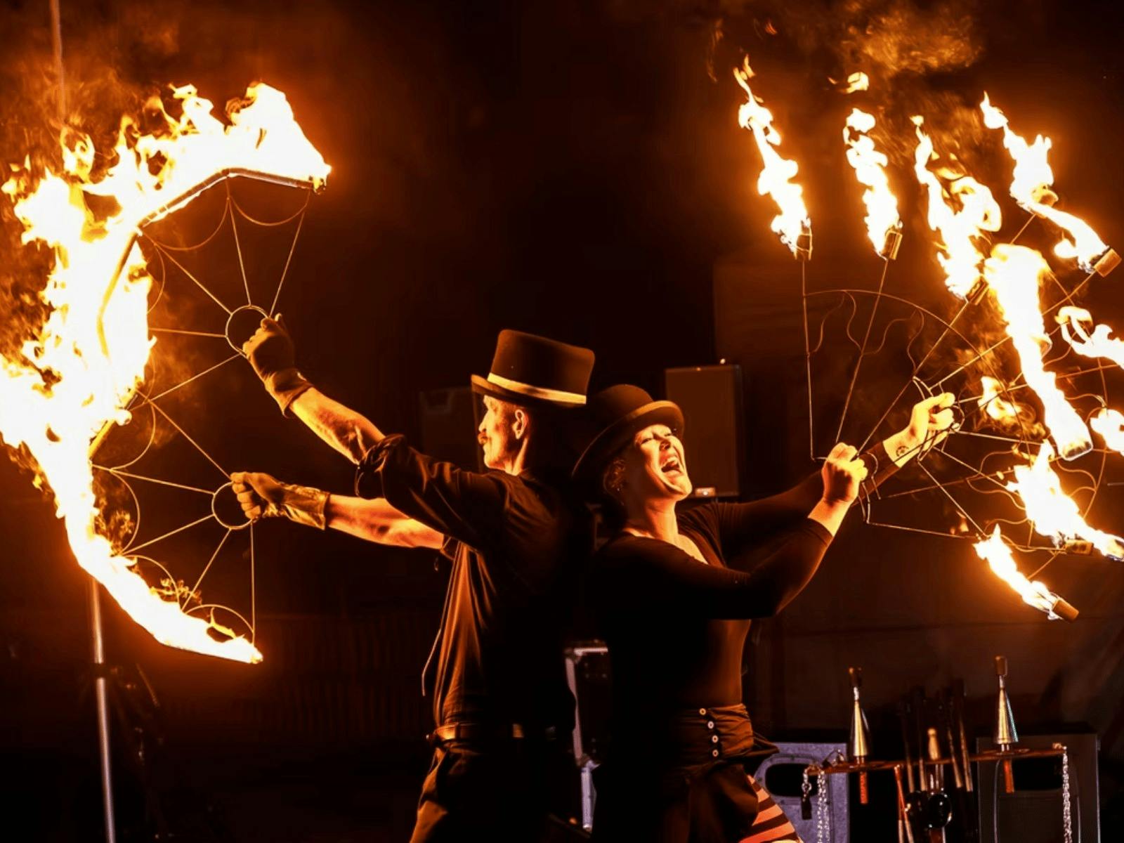 Fire performers entertaining the crowd at the Mudgee Show.