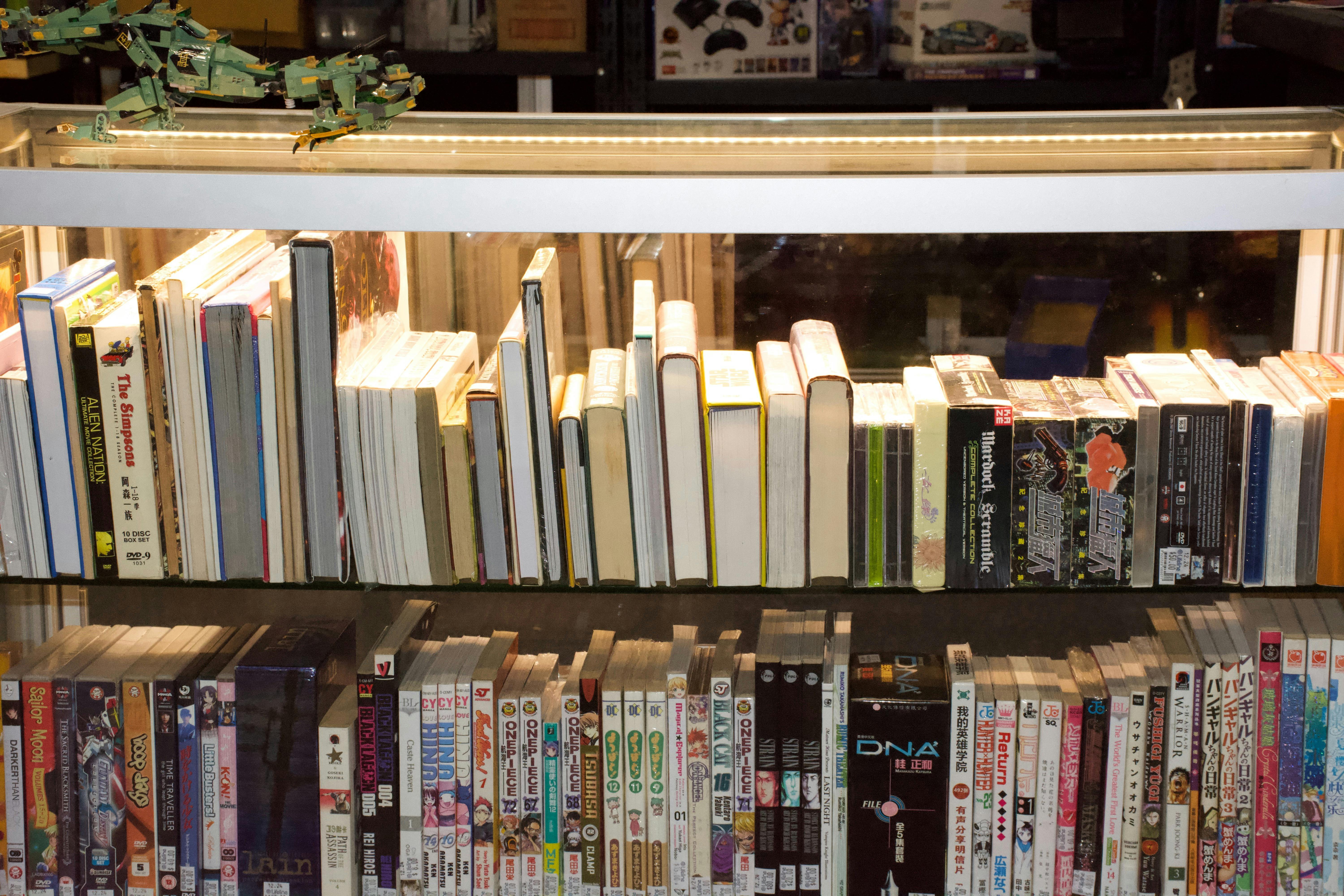 Books in a cabinet