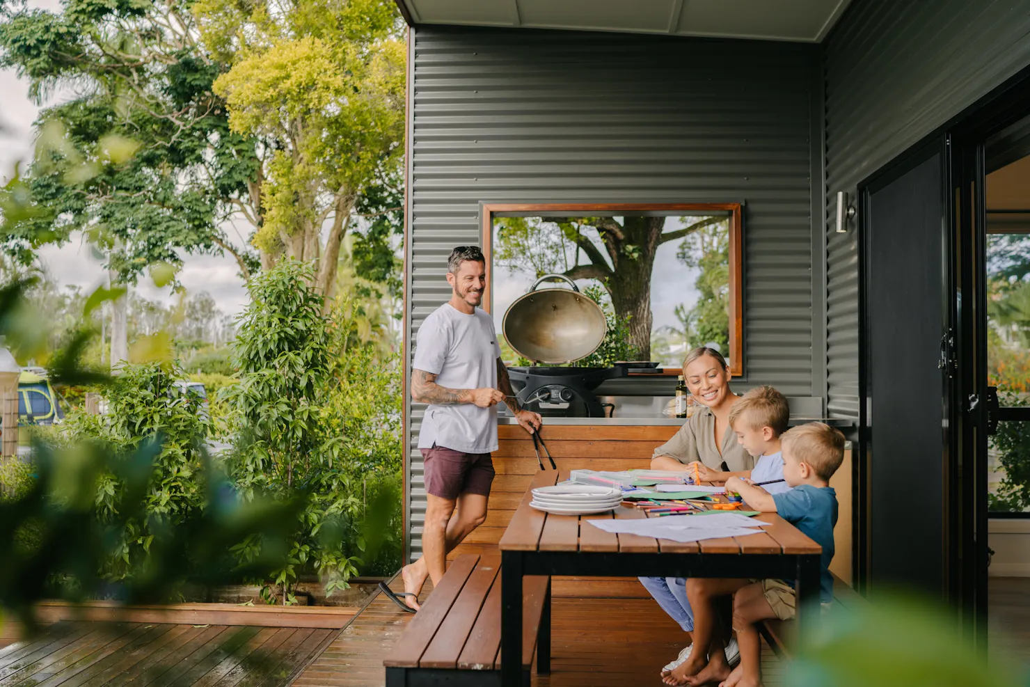 Large deck and outdoor BBQ