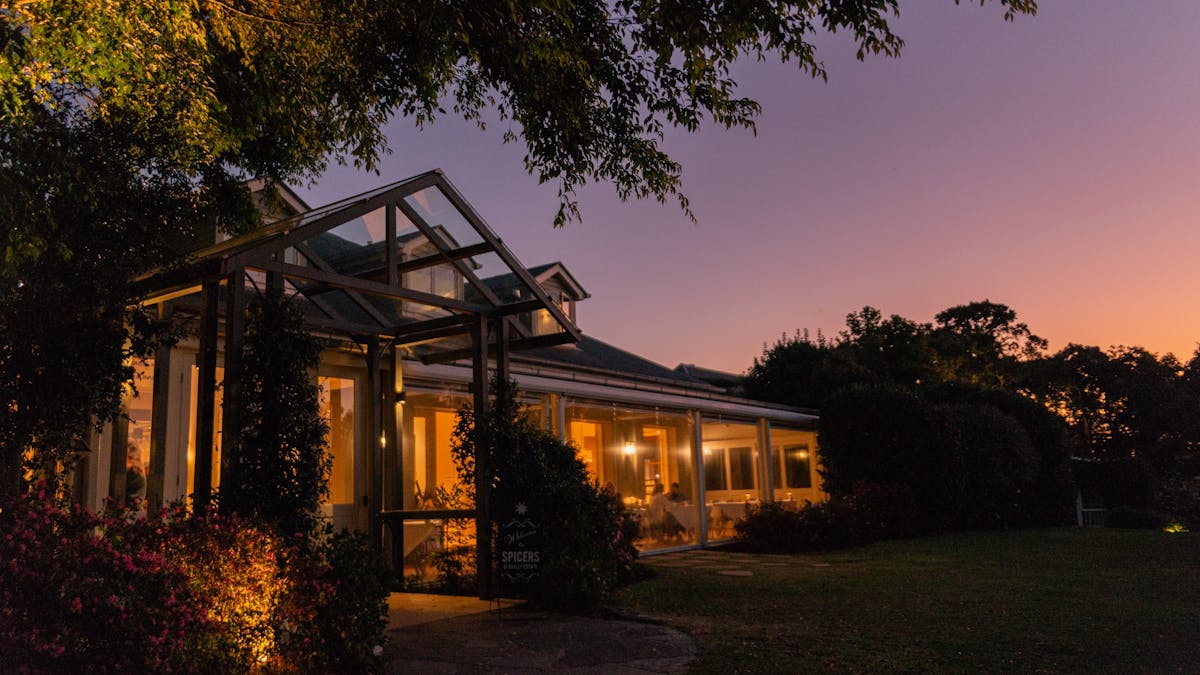 Exterior of Spicers Clovelly Estate at night