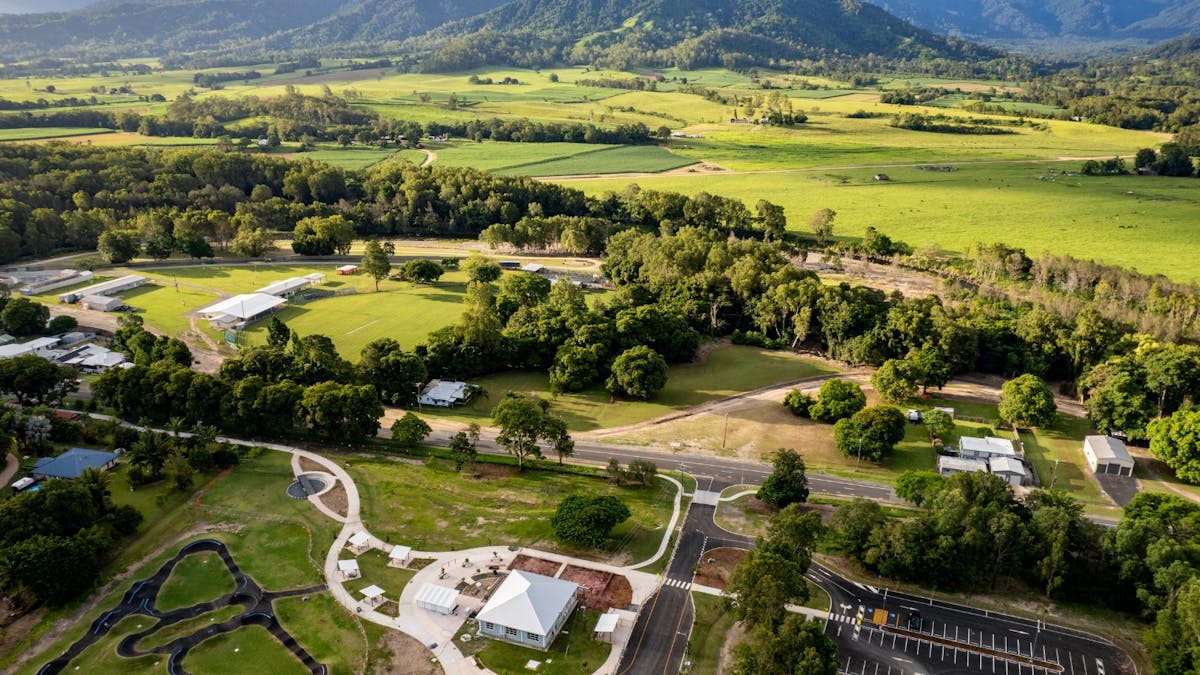 Aerial shot of Finch Hatton MTB Pump Track & Trailhead