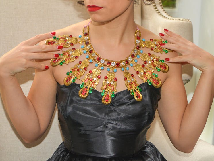 women wearing a necklace