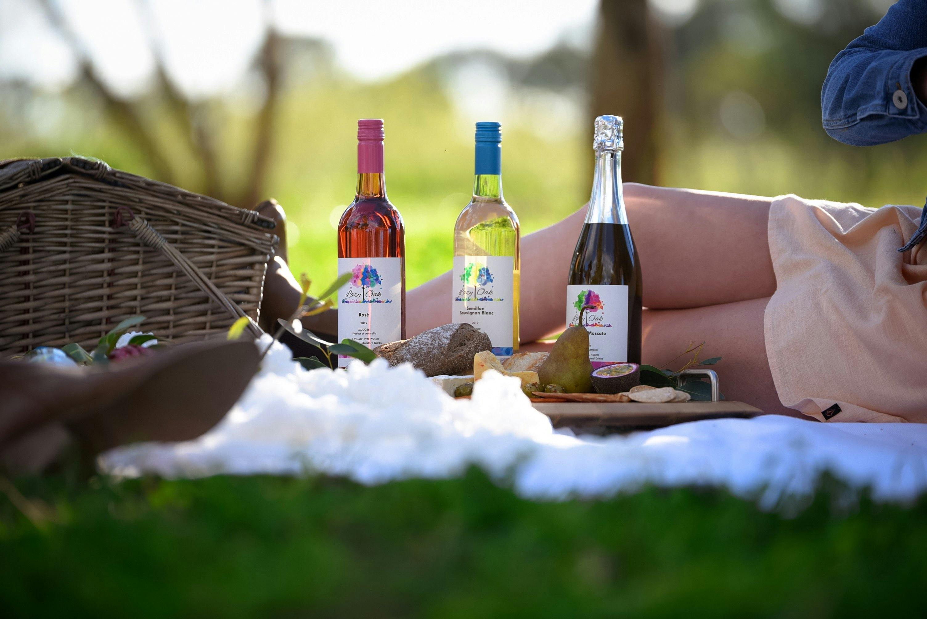 Picnnics at Lazy Oak, grazing on local food under the gum trees.