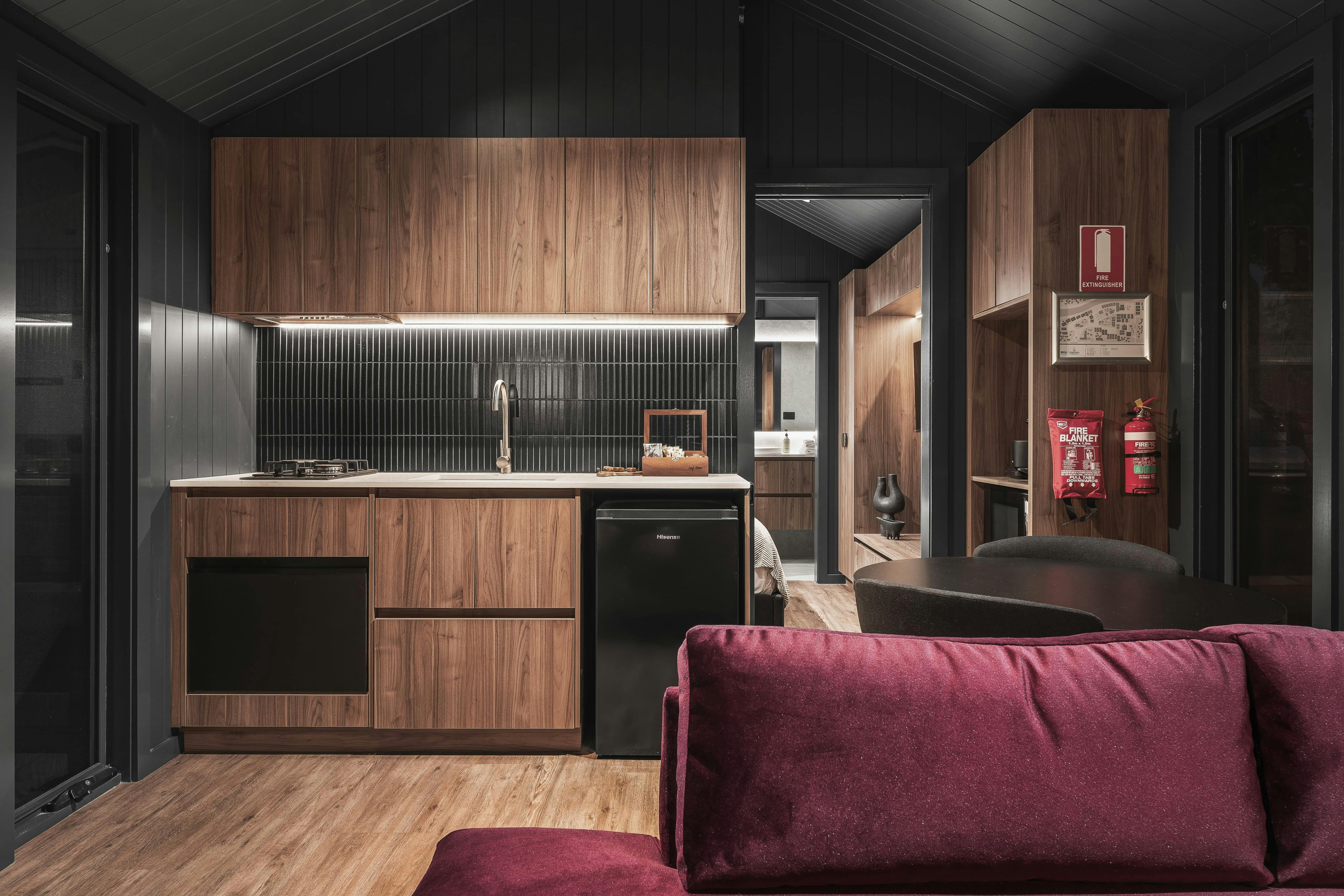 Kitchen | Luxury Alpine 1BR Villa | Tasman Holiday Parks - Bright