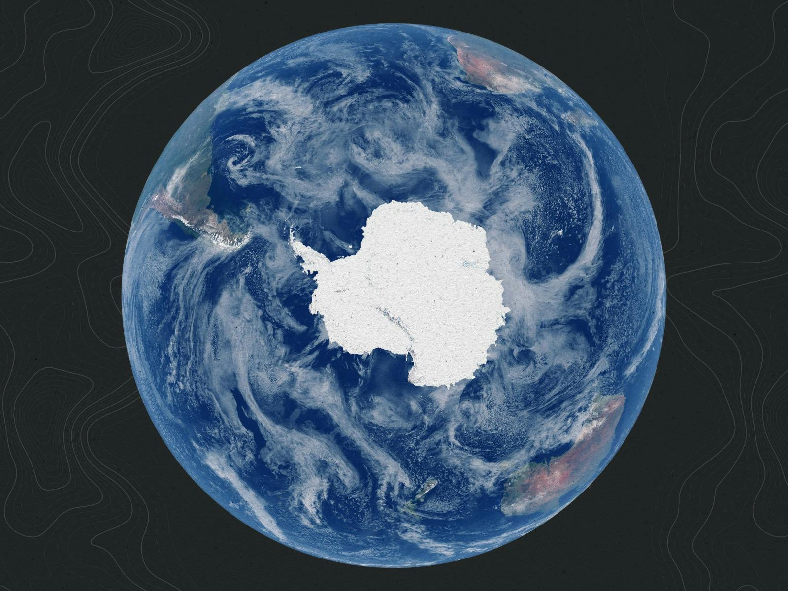 Satellite image of Earth from space showing Antarctica (detail) with elements furnished by NASA.