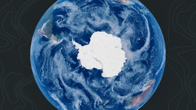 Satellite image of Earth from space showing Antarctica (detail) with elements furnished by NASA.