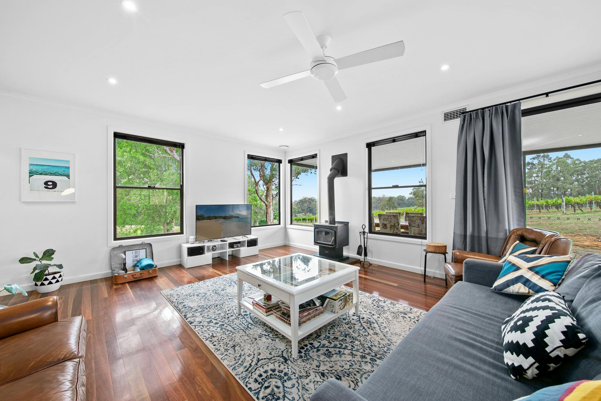 Open living with picturesque views of the vines and mountains