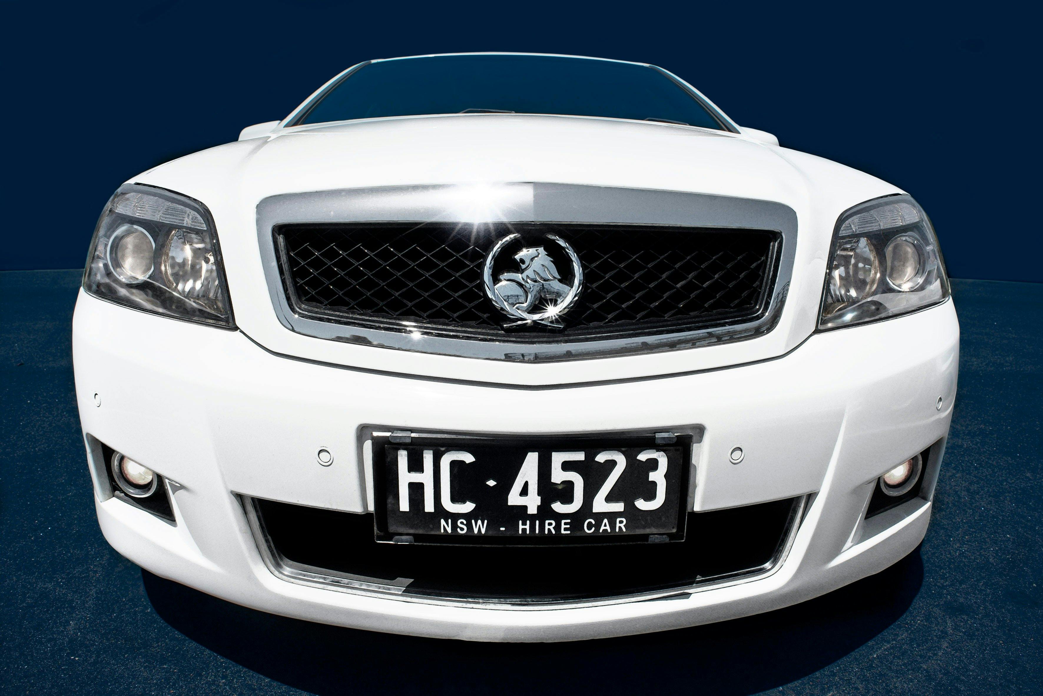 White Holden Caprice model hire car