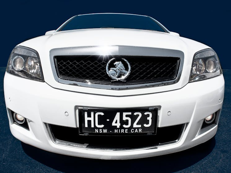 White Holden Caprice model hire car