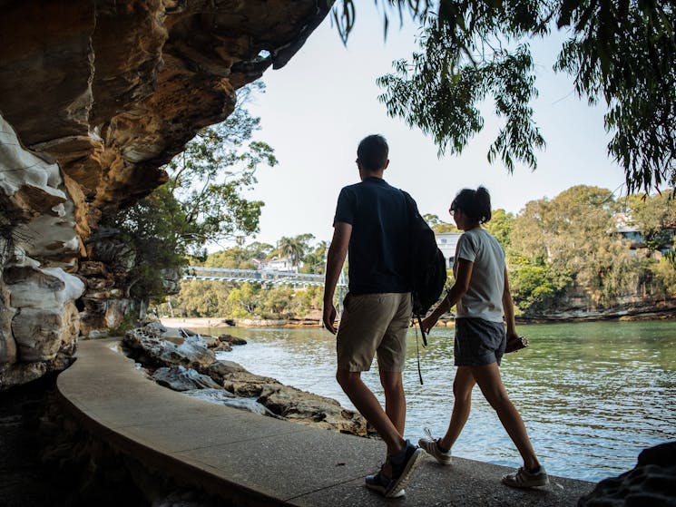 Couple enjoying a scenic walk around Parsley Bay, Vaucluse